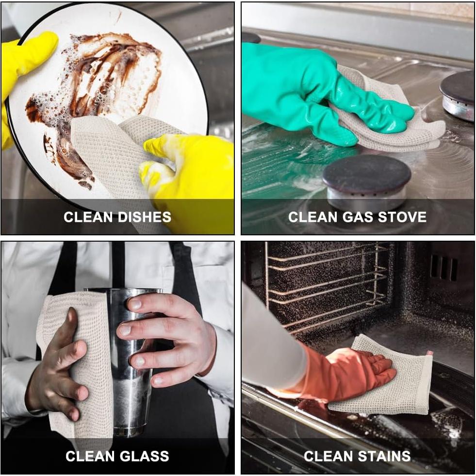 Paquete de 6 Toallas de Cocina Nialnant 100% Algodón Beige 33x71cm