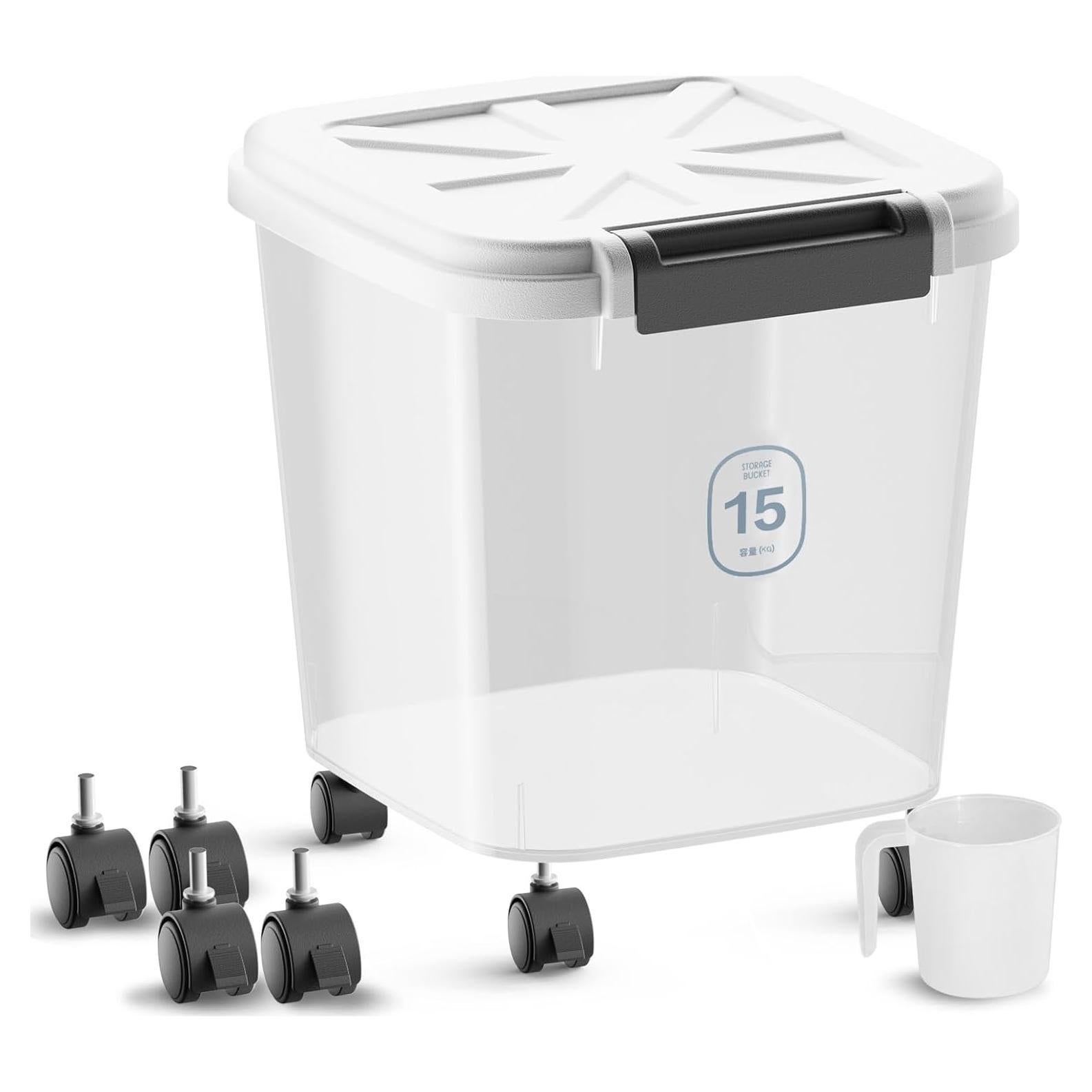 30LBS Rice Container - Rice Dispenser 30LBS/15KG/15Qt Food Cereal Container Bins with Measuring Cup for Household Pantry Organization (30 LBS)