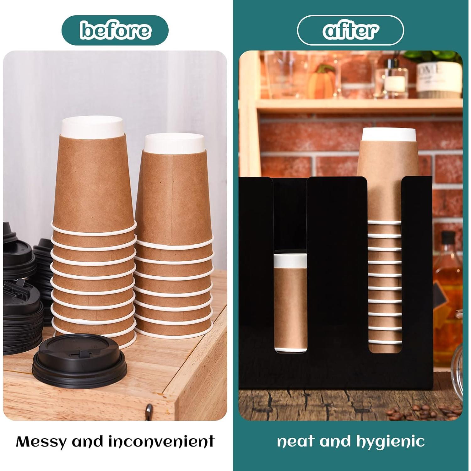 Organizador de Tazas de Café Acrílico Cunhill 3 Compartimentos Negro