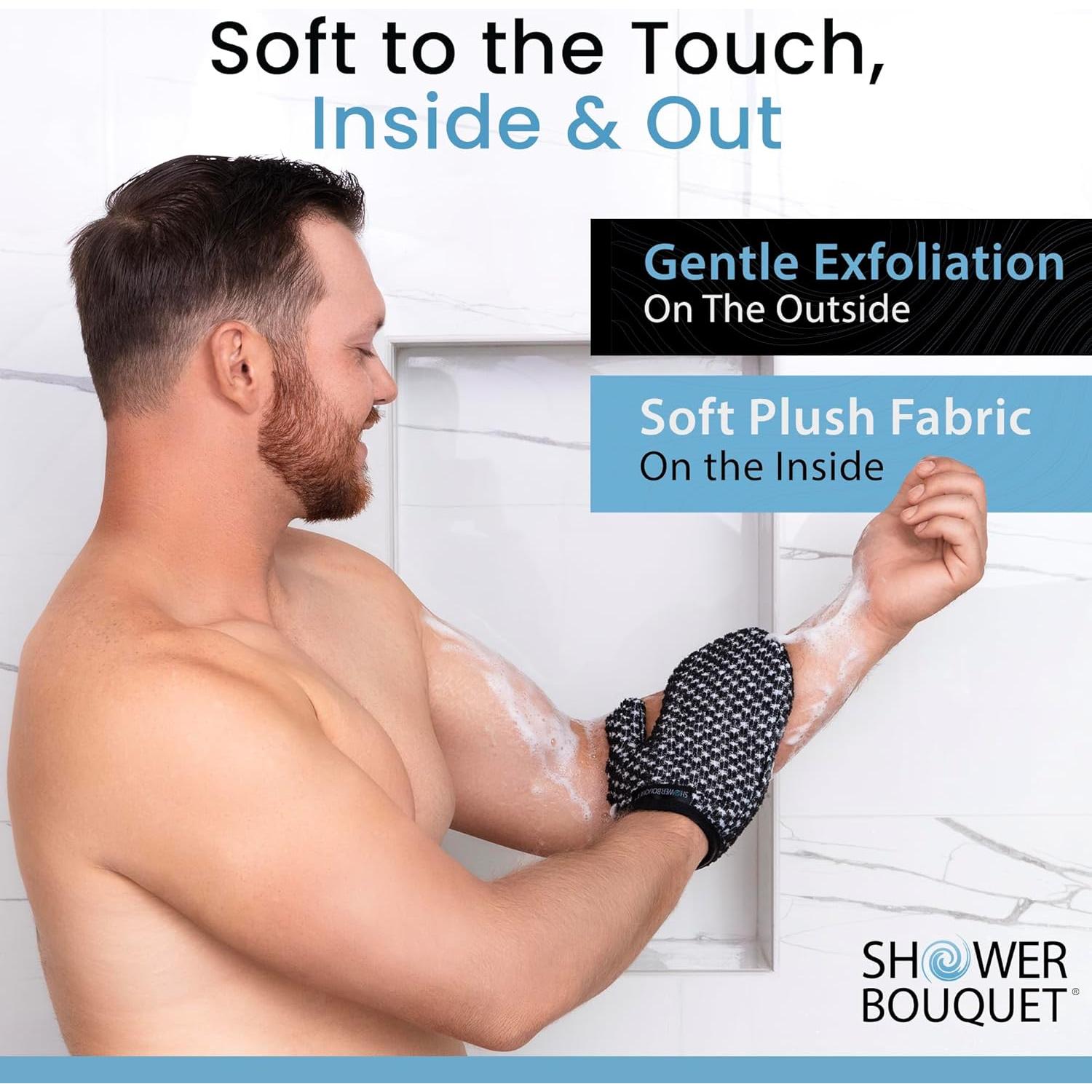 Guantes Exfoliantes Shower Bouquet 2-Pack Carbón Blanco