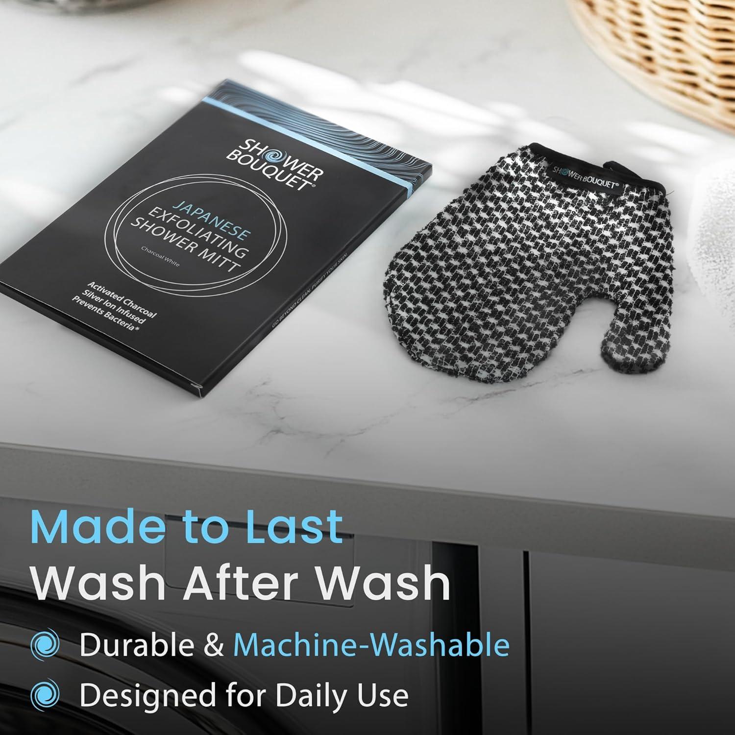 Guantes Exfoliantes Shower Bouquet 2-Pack Carbón Blanco
