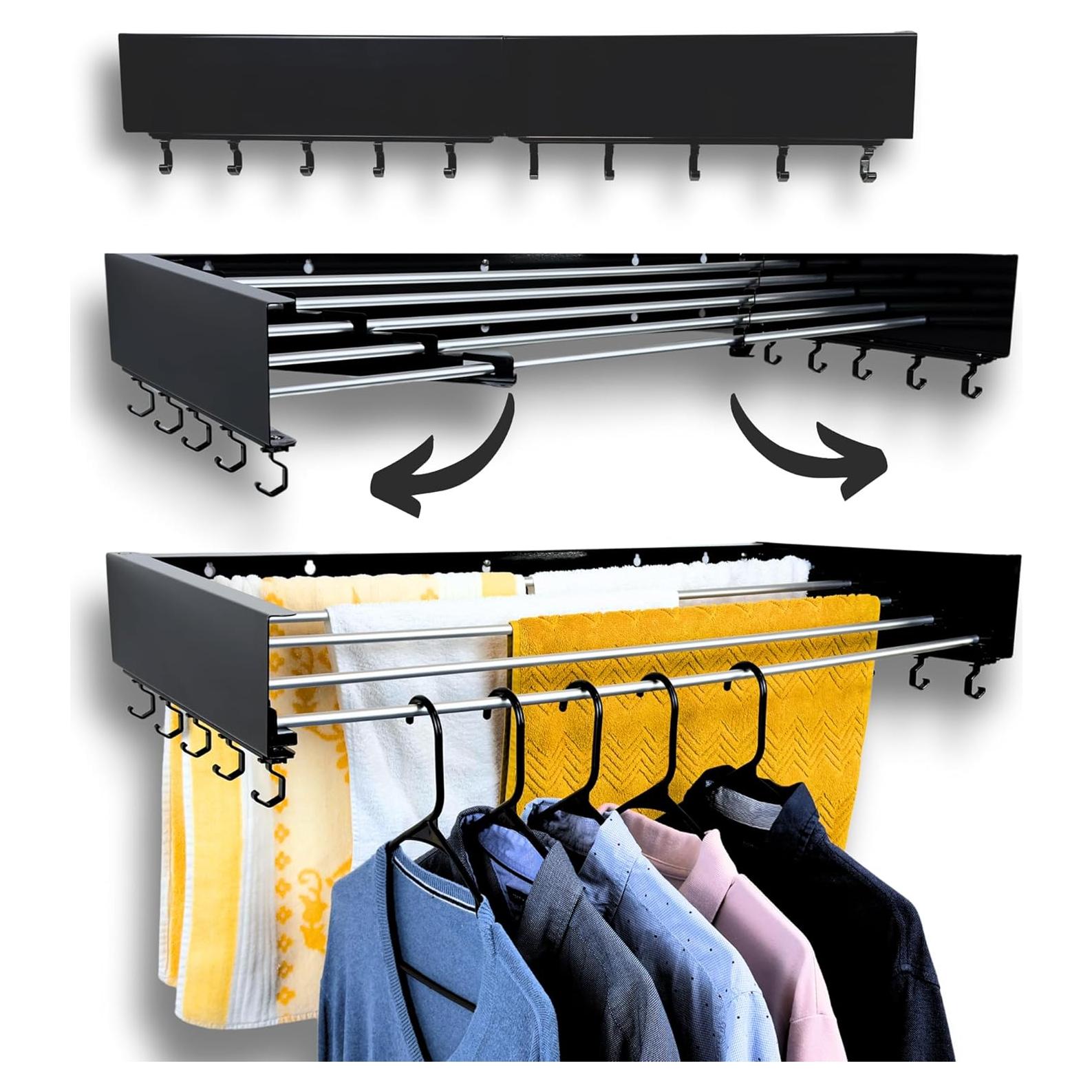 Soporte de Secado de Ropa Plegable ZETEZ 80 cm Negro