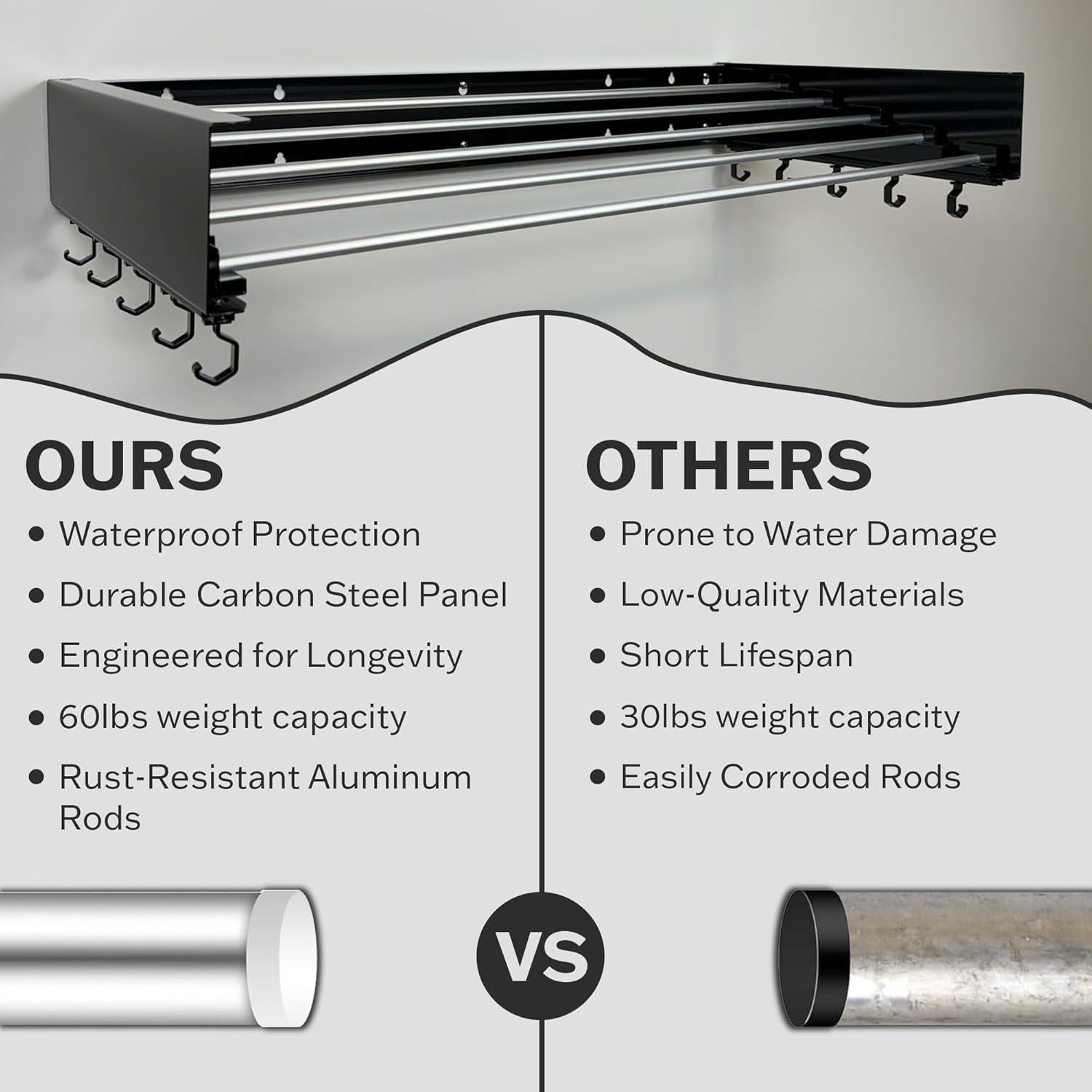 Soporte de Secado de Ropa Plegable ZETEZ 80 cm Negro