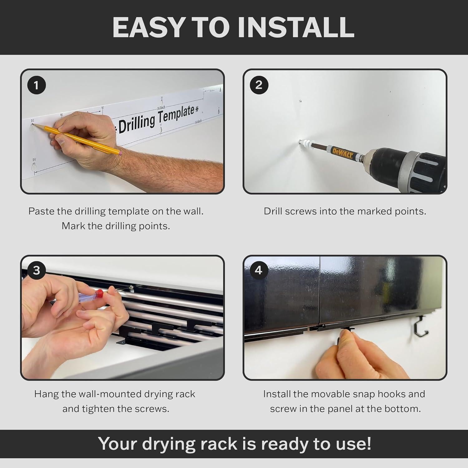 Soporte de Secado de Ropa Plegable ZETEZ 80 cm Negro