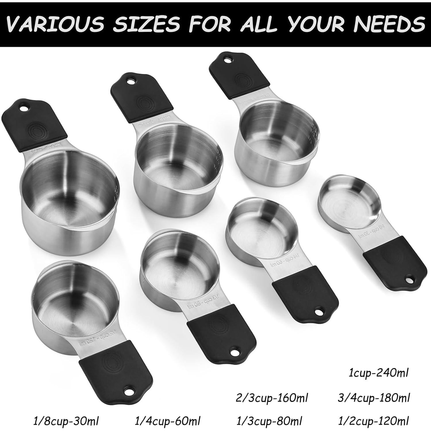 Juego de Tazas Medidoras Magnéticas YAMOLIN 7 Piezas Acero Inoxidable