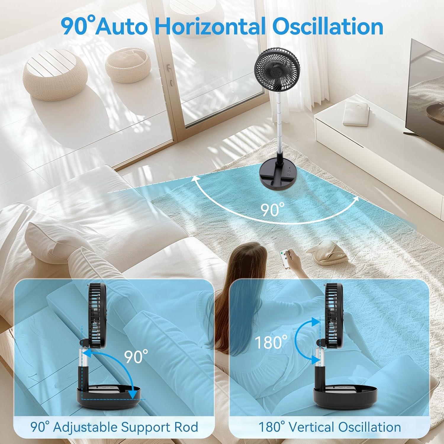 Ventilador Oscilante Portátil Primelove PF11S Negro 20 cm USB-C