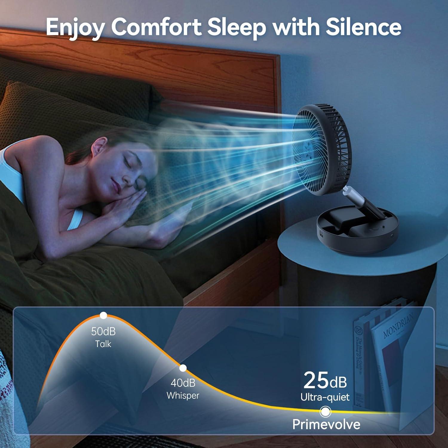 Ventilador Oscilante Portátil Primelove PF11S Negro 20 cm USB-C