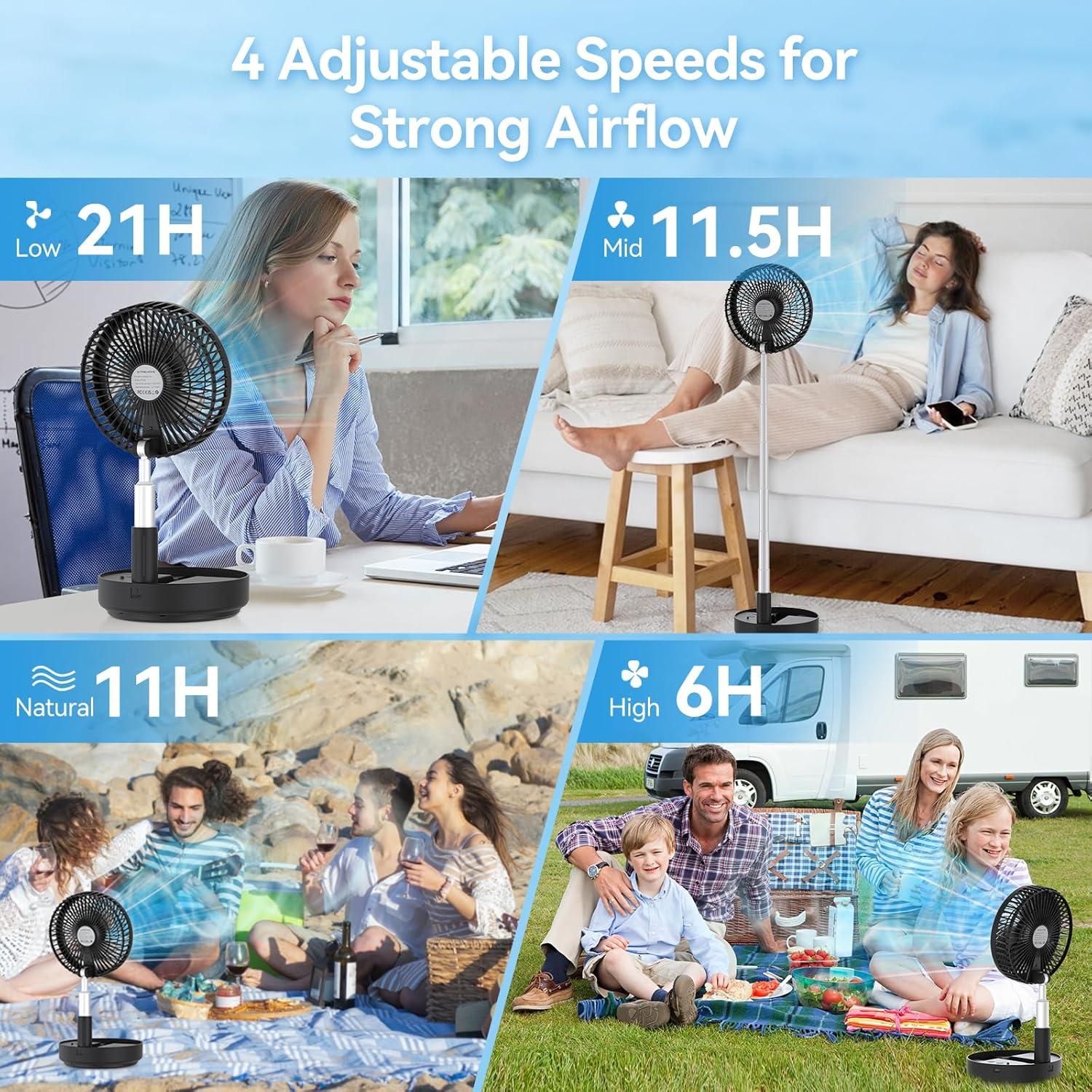 Ventilador Oscilante Portátil Primelove PF11S Negro 20 cm USB-C