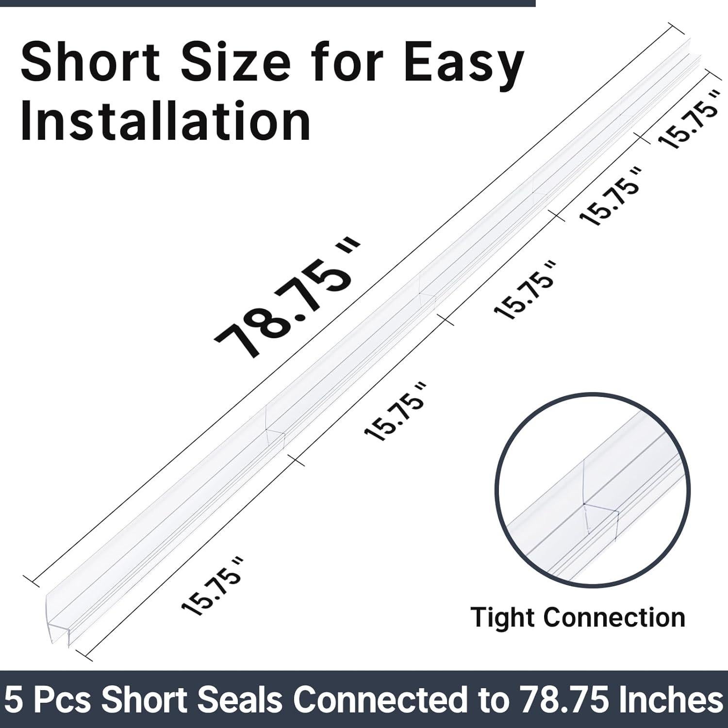 AmazerBath Sello Lateral para Puerta de Ducha 5 PCS 40 cm
