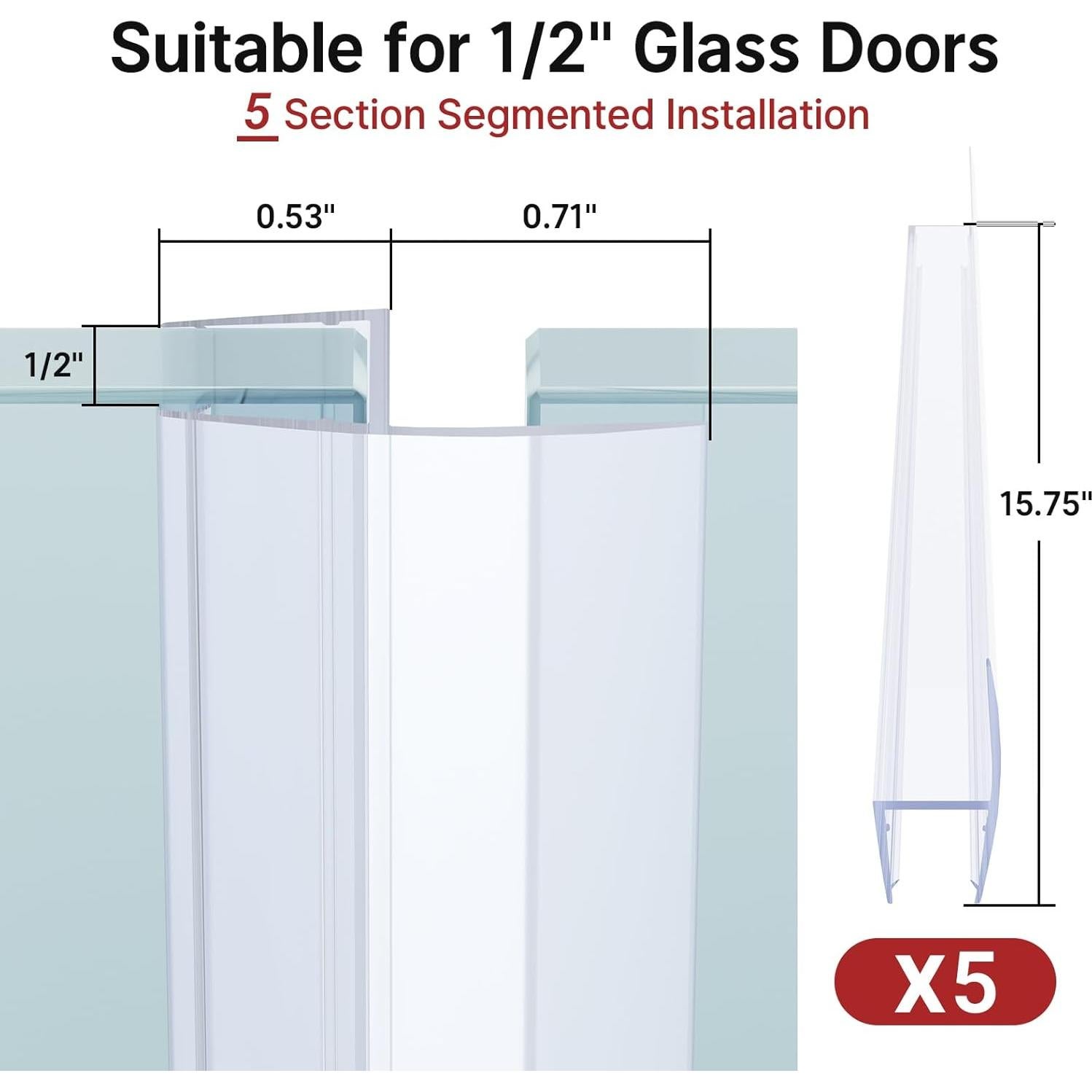 AmazerBath Sello Lateral para Puerta de Ducha 5 PCS 40 cm