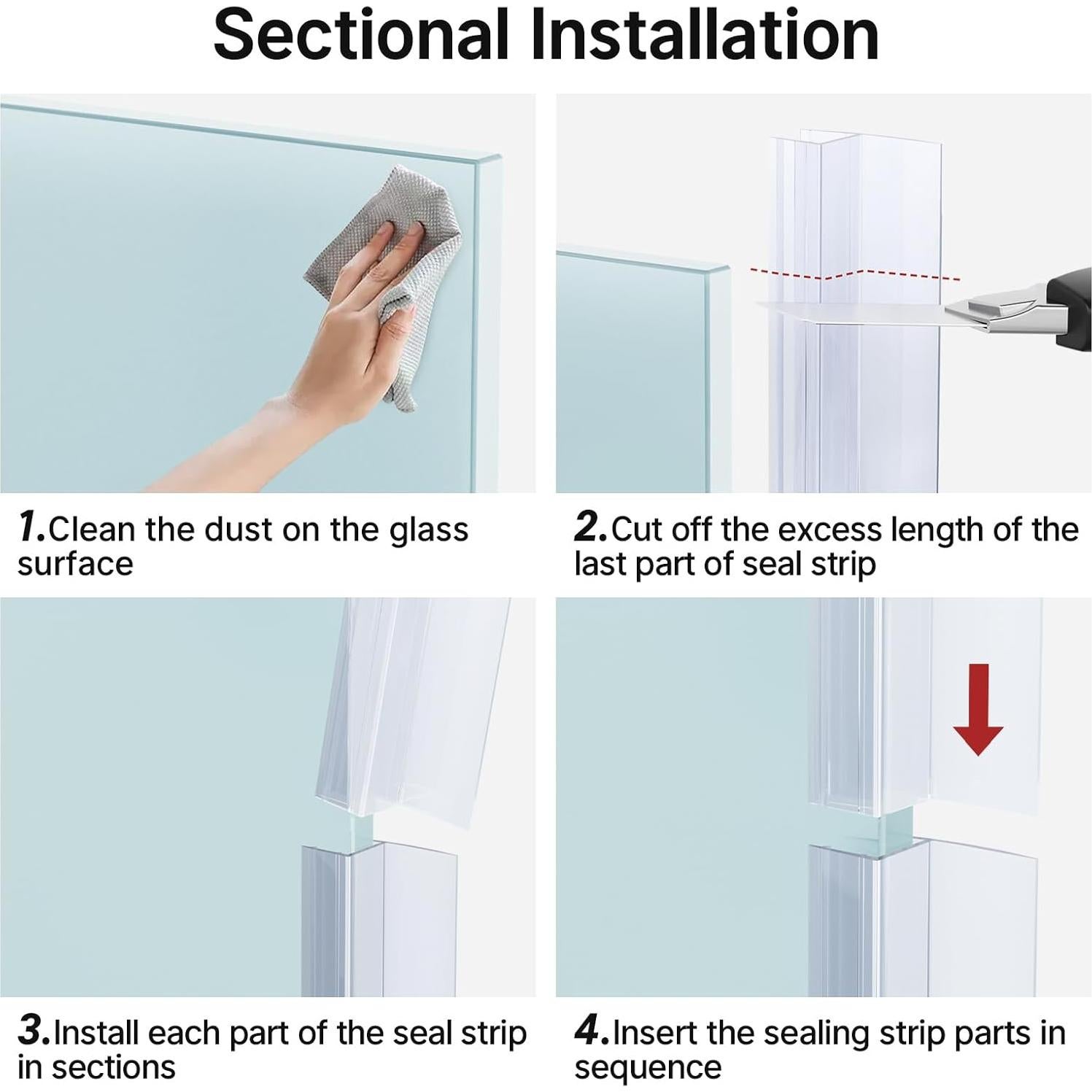 AmazerBath Sello Lateral para Puerta de Ducha 5 PCS 40 cm