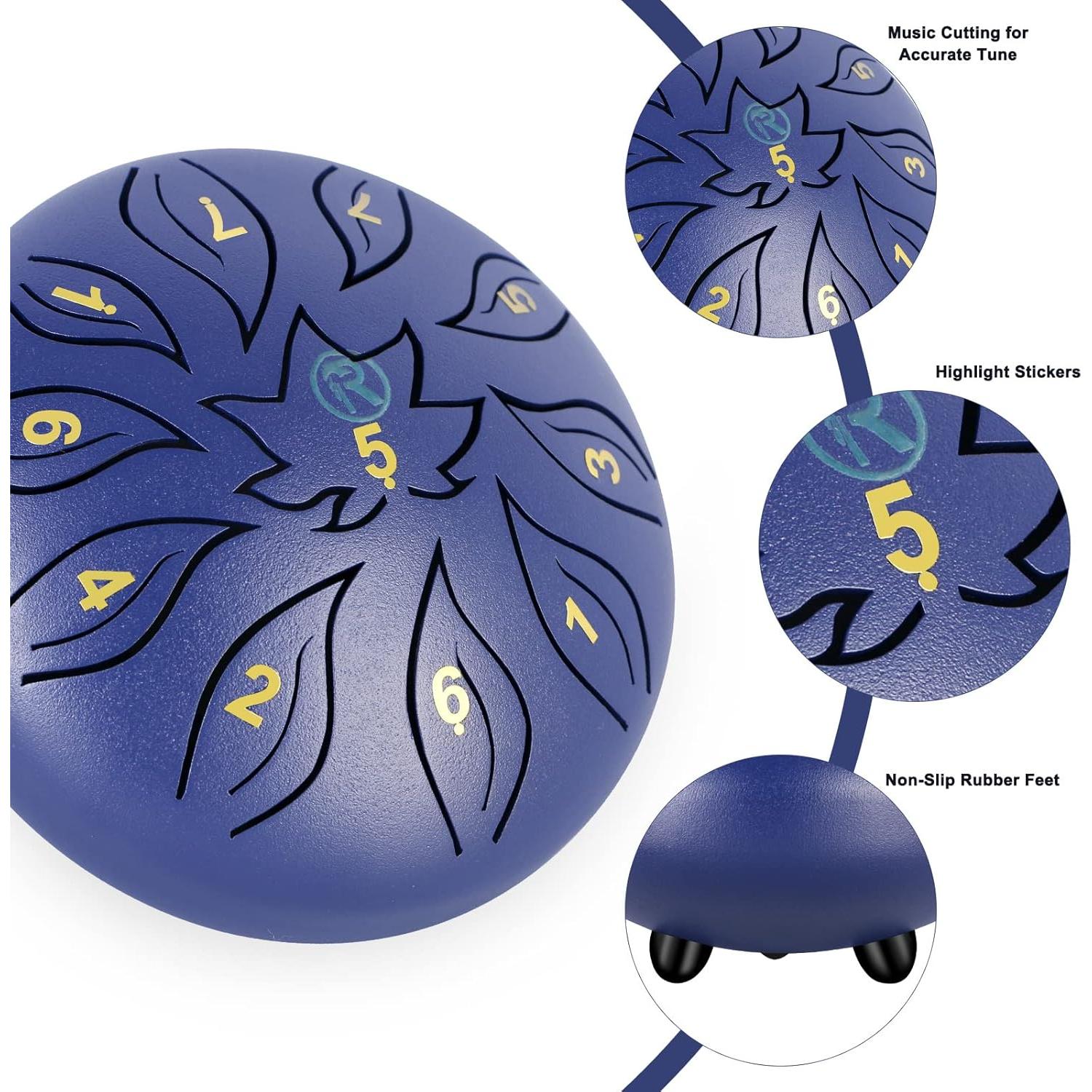 Tambor de Lengua RANMING 15 cm 11 Notas Acero Violeta Azul