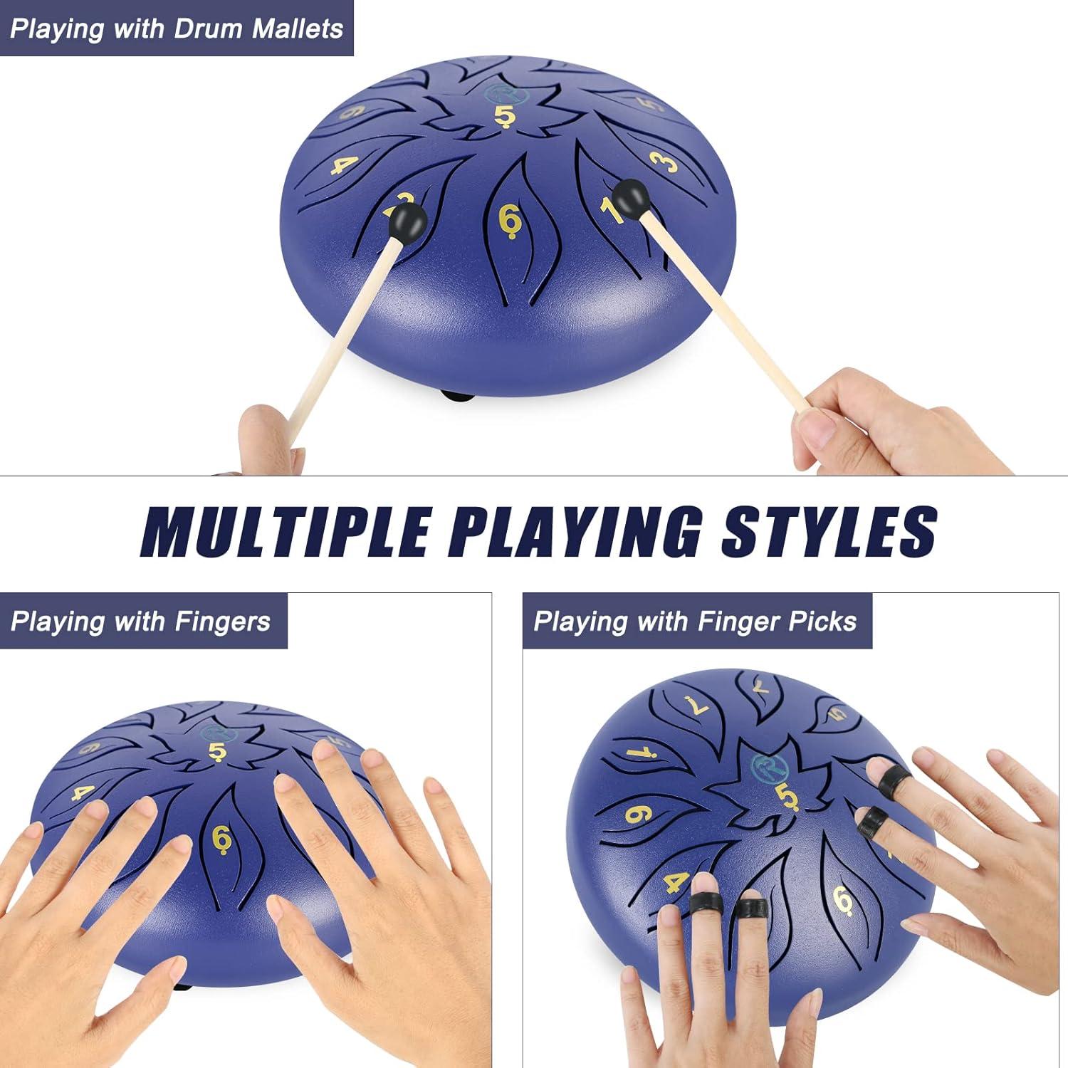 Tambor de Lengua RANMING 15 cm 11 Notas Acero Violeta Azul