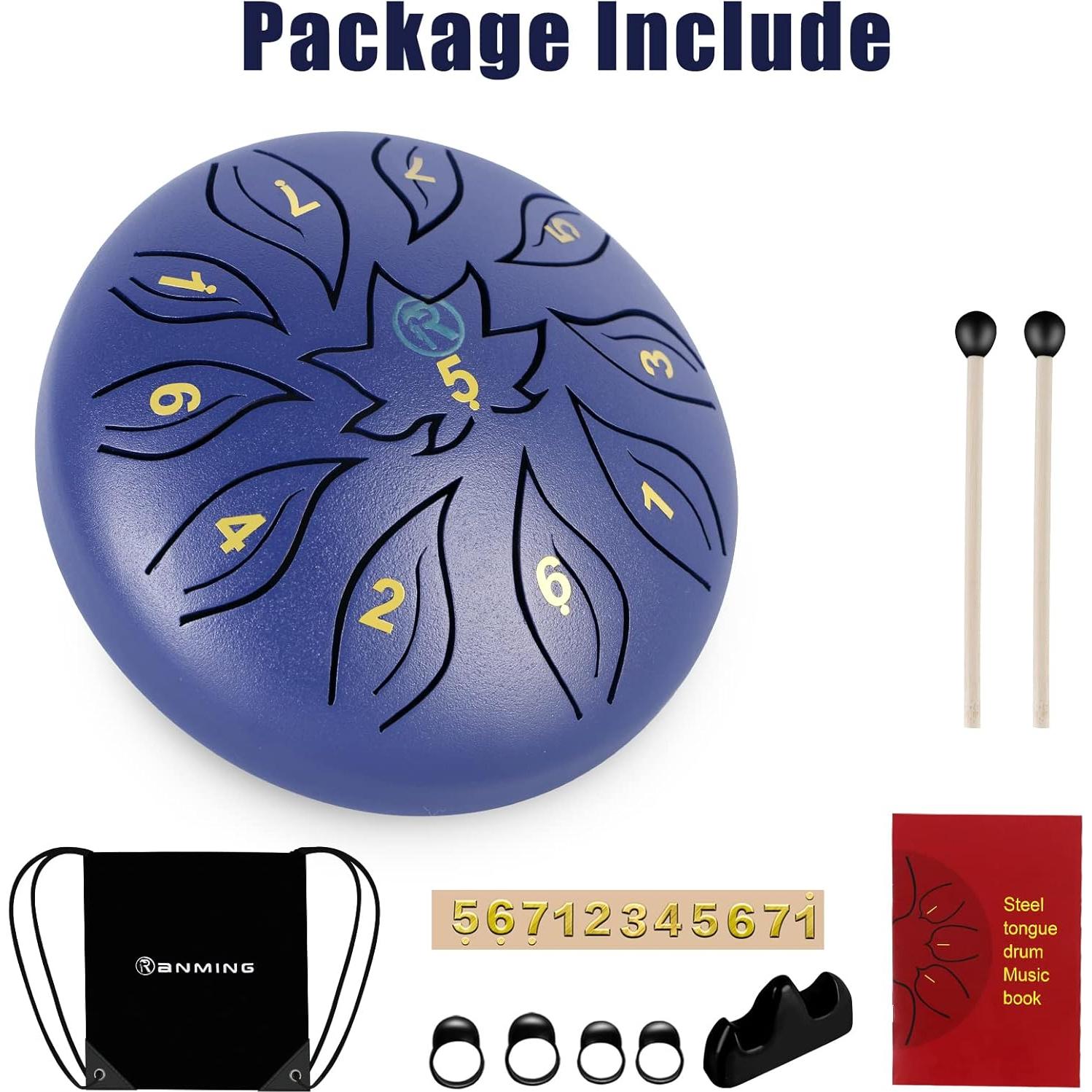 Tambor de Lengua RANMING 15 cm 11 Notas Acero Violeta Azul