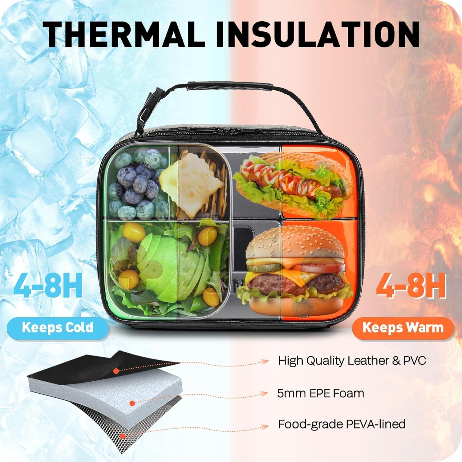 Caja de Almuerzo Aislada Hairao para Niños Verde Naranja 4.2L