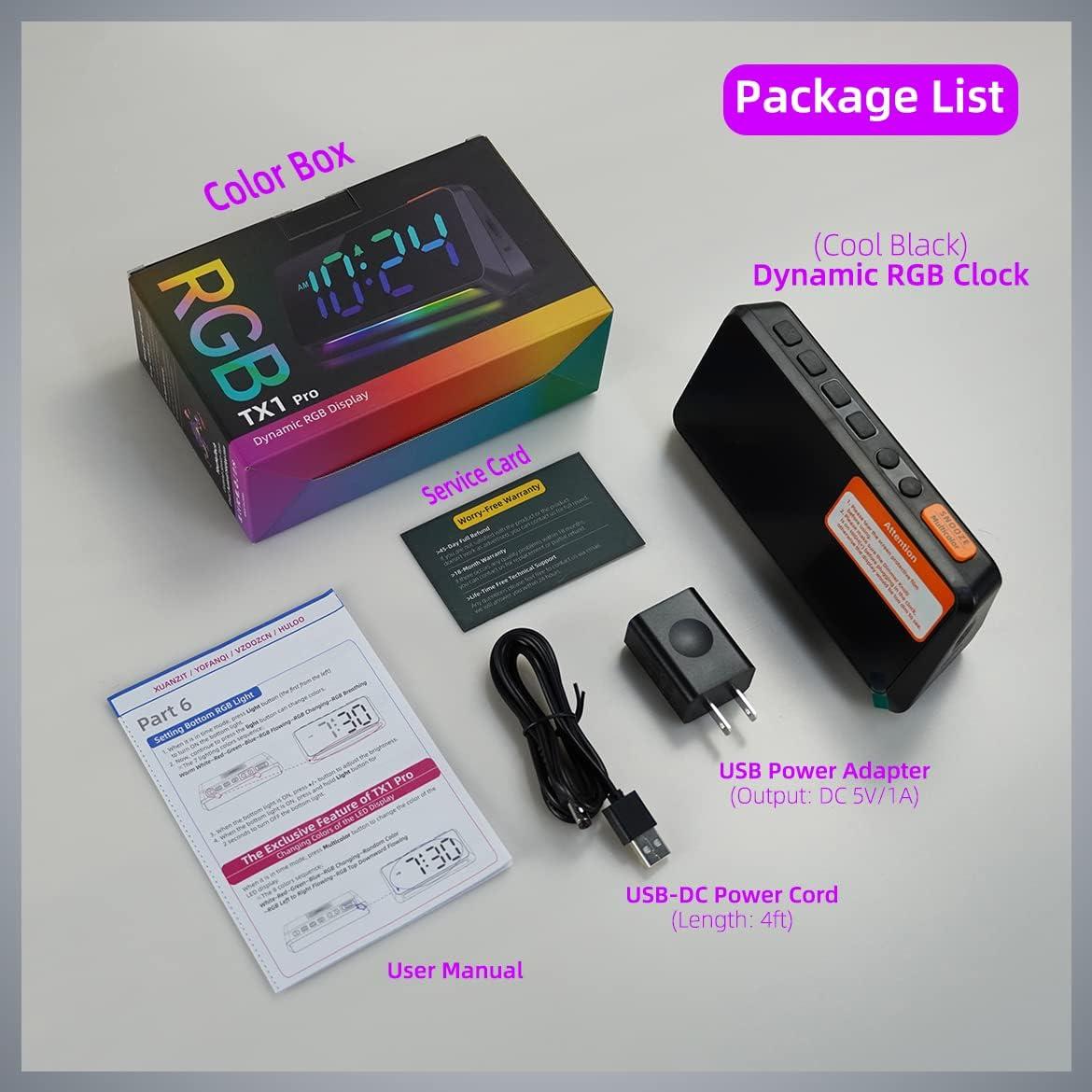 Reloj Despertador Digital XKX con Luz Nocturna RGB - Negro