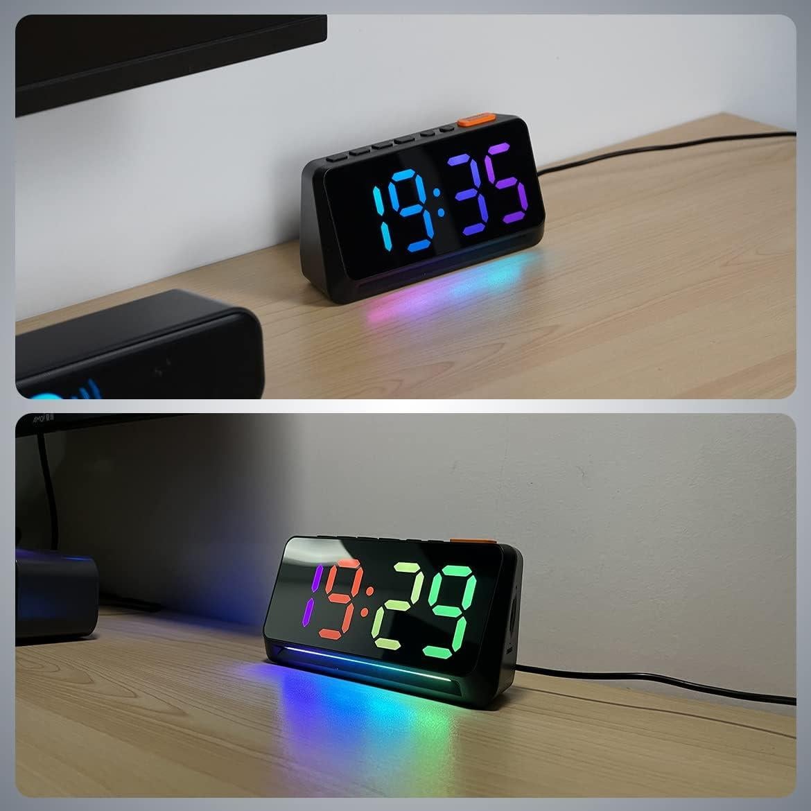 Reloj Despertador Digital XKX con Luz Nocturna RGB - Negro
