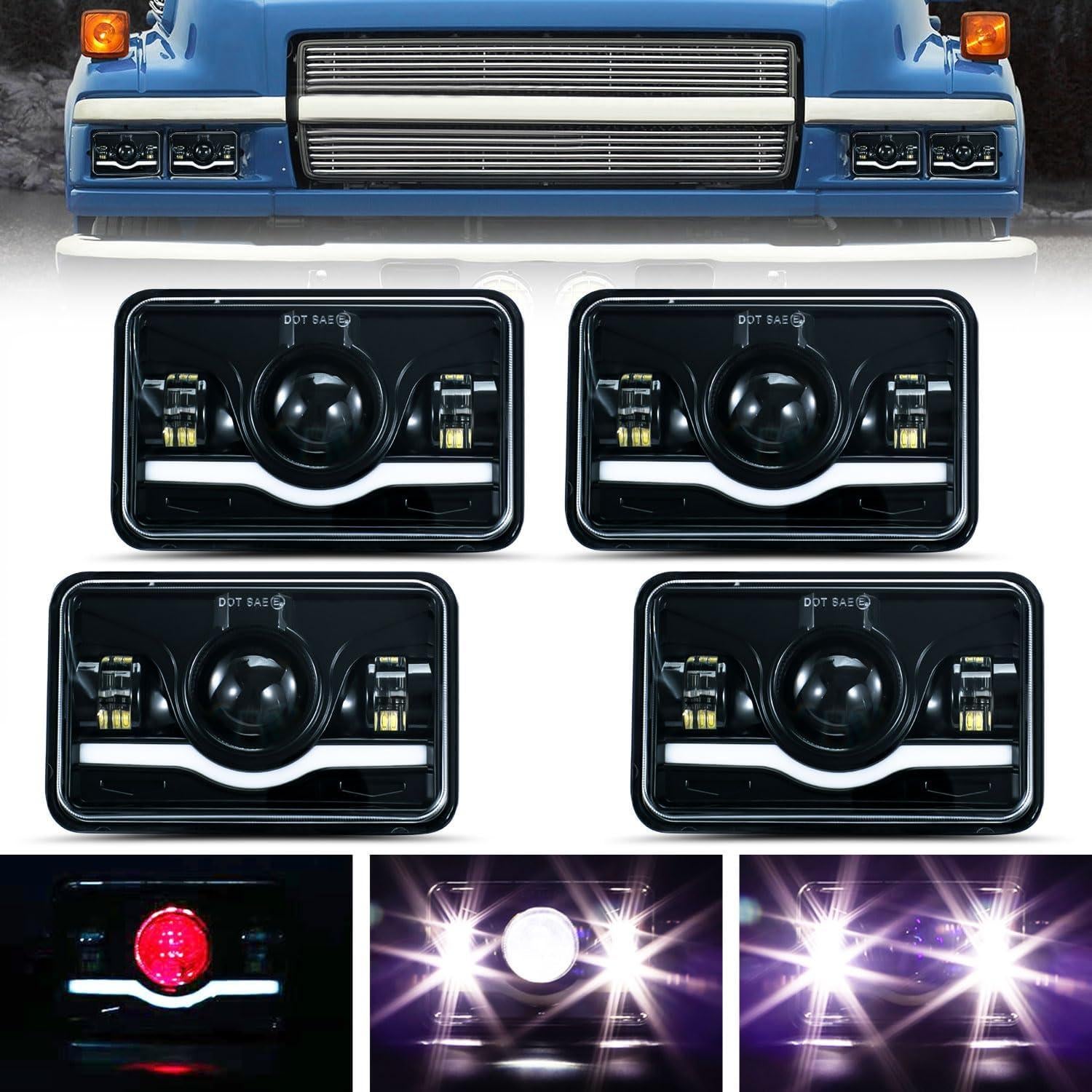 Faros Cuadrados MXSAG 4x6" 28W Impermeables para Autos Clásicos