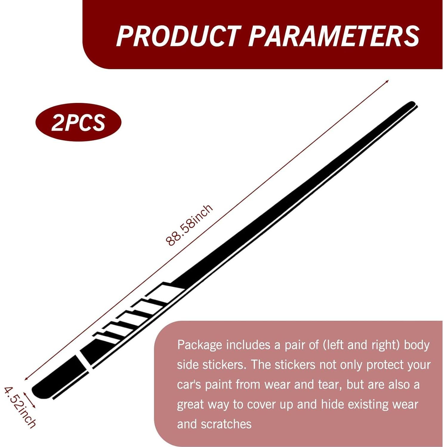 Calcomanías Largas Nowkont 2 PCS 11.48cm x 225cm Negro