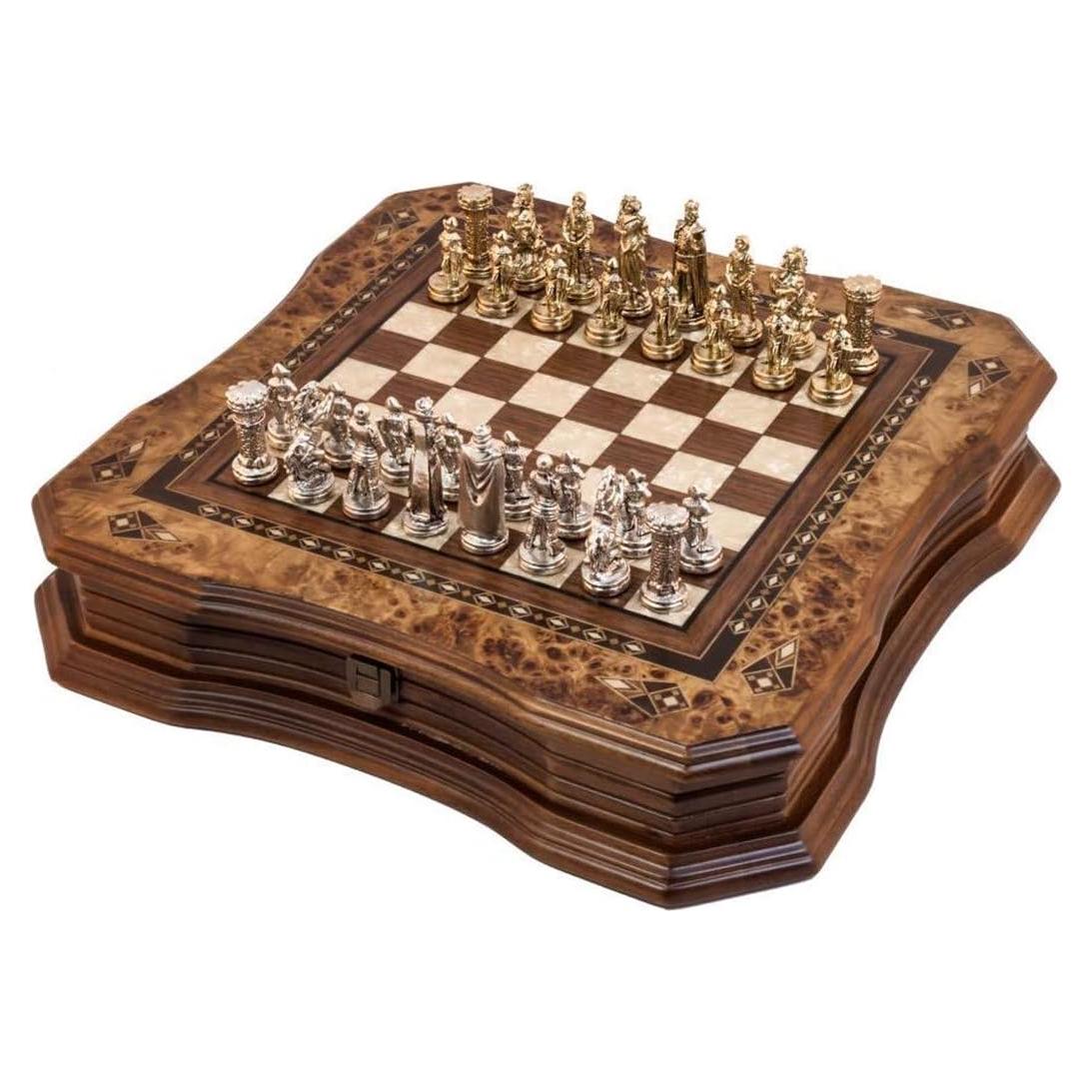 Juego de Ajedrez Artesanal Muba 39x39cm Piezas de Metal