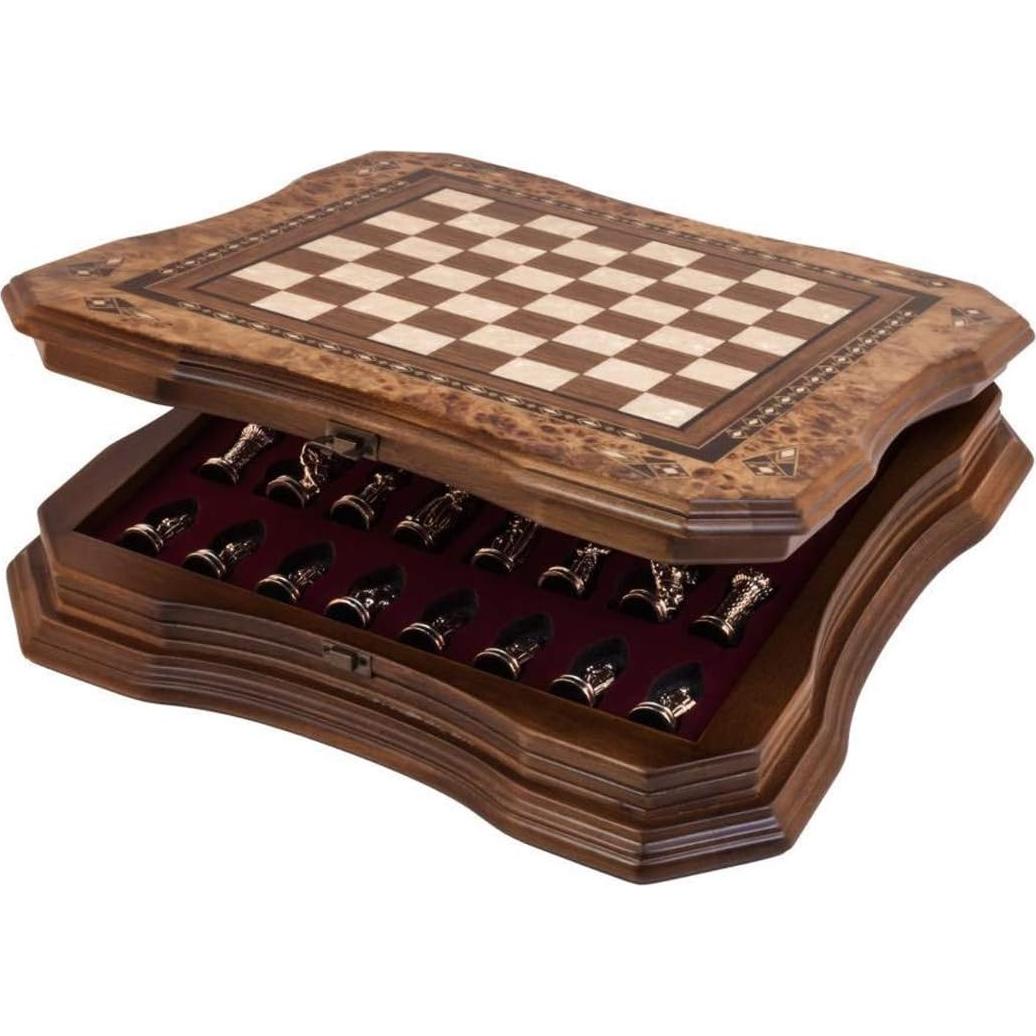 Juego de Ajedrez Artesanal Muba 39x39cm Piezas de Metal