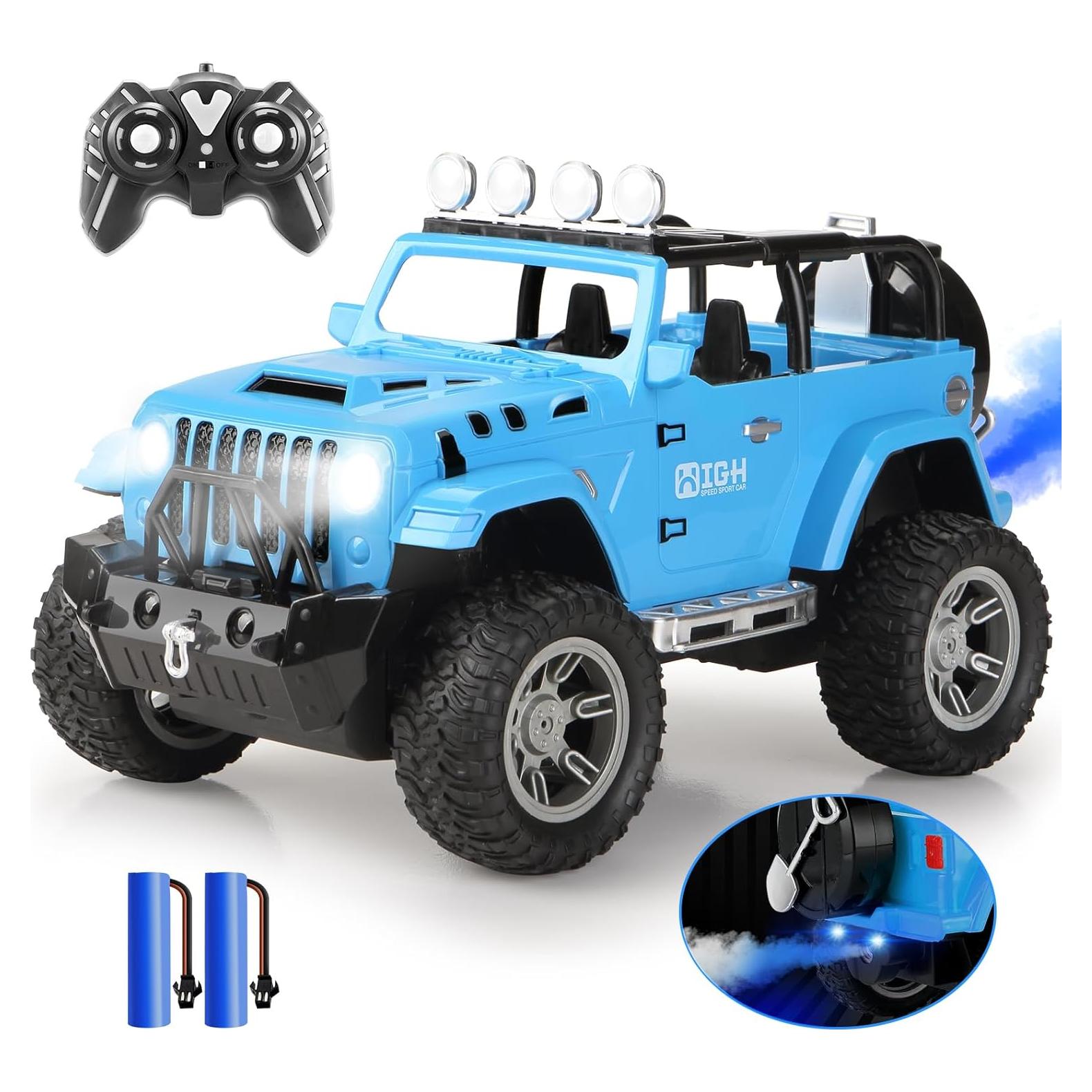 Carox Remote Control car for Kids with Spray Mist,1:16 Scale RC Car with Engine Sound and LED Lights, 2.4Ghz Off Road RC Monster Trucks -Christmas, Birthday for Kids