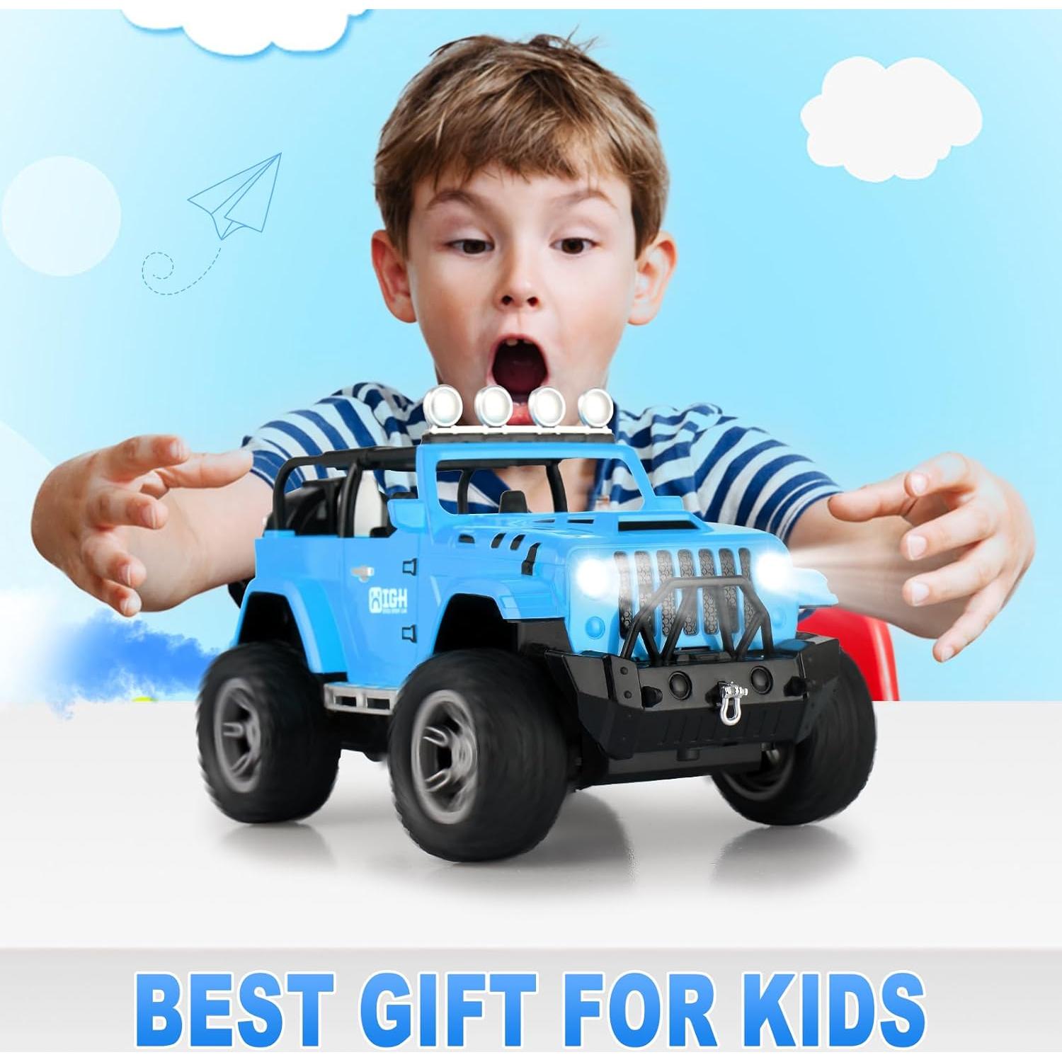 Carox Remote Control car for Kids with Spray Mist,1:16 Scale RC Car with Engine Sound and LED Lights, 2.4Ghz Off Road RC Monster Trucks -Christmas, Birthday for Kids