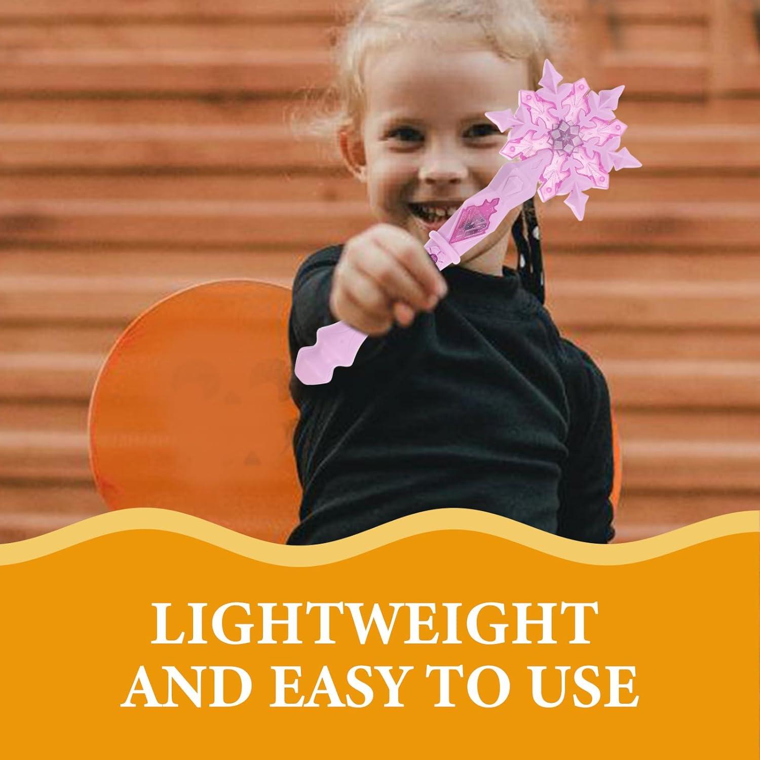 Kisangel Light up Snowflake LED Glow Princess for Kid Cosplay Costume Accessories, Birthday Party Supplies Wands