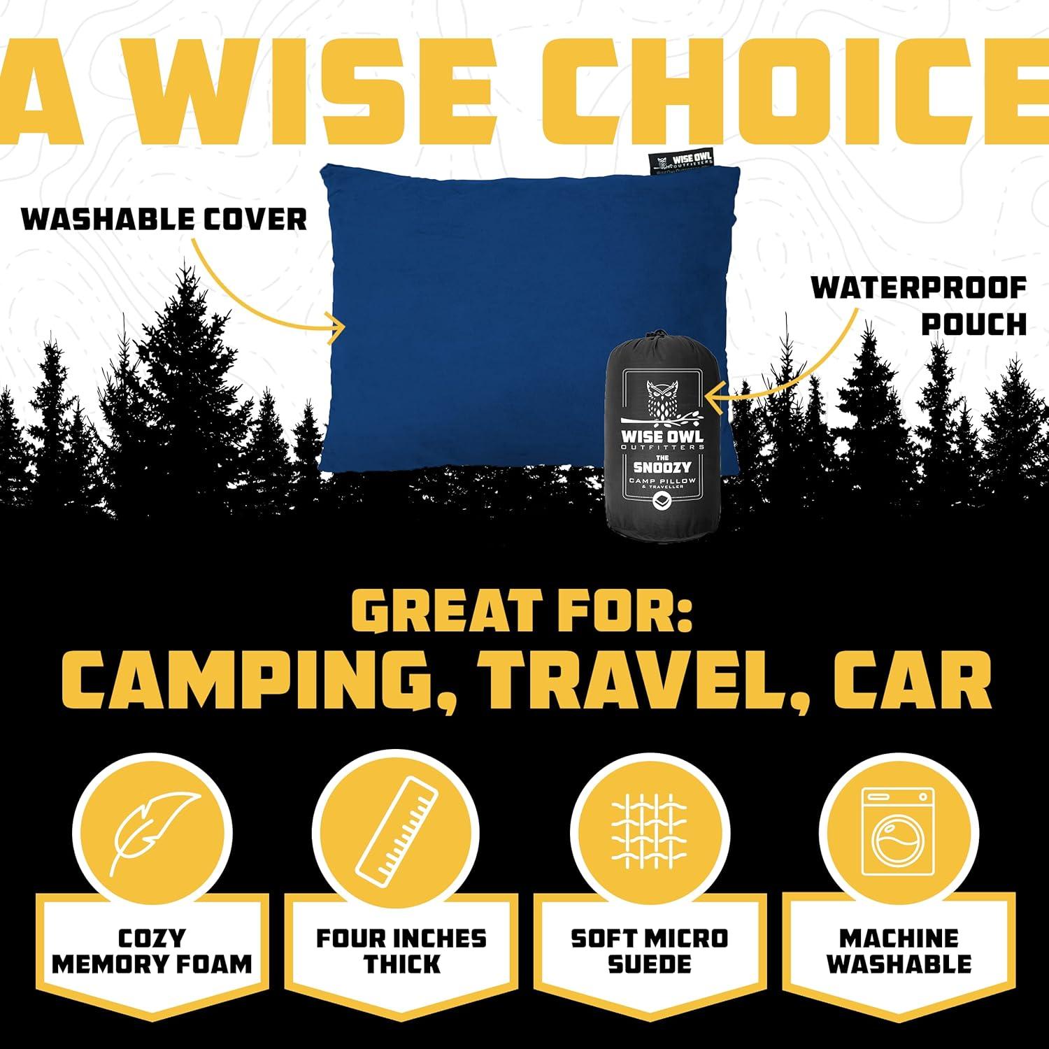 Almohada de Camping Wise Owl - Espuma Viscoelástica 10cm Azul