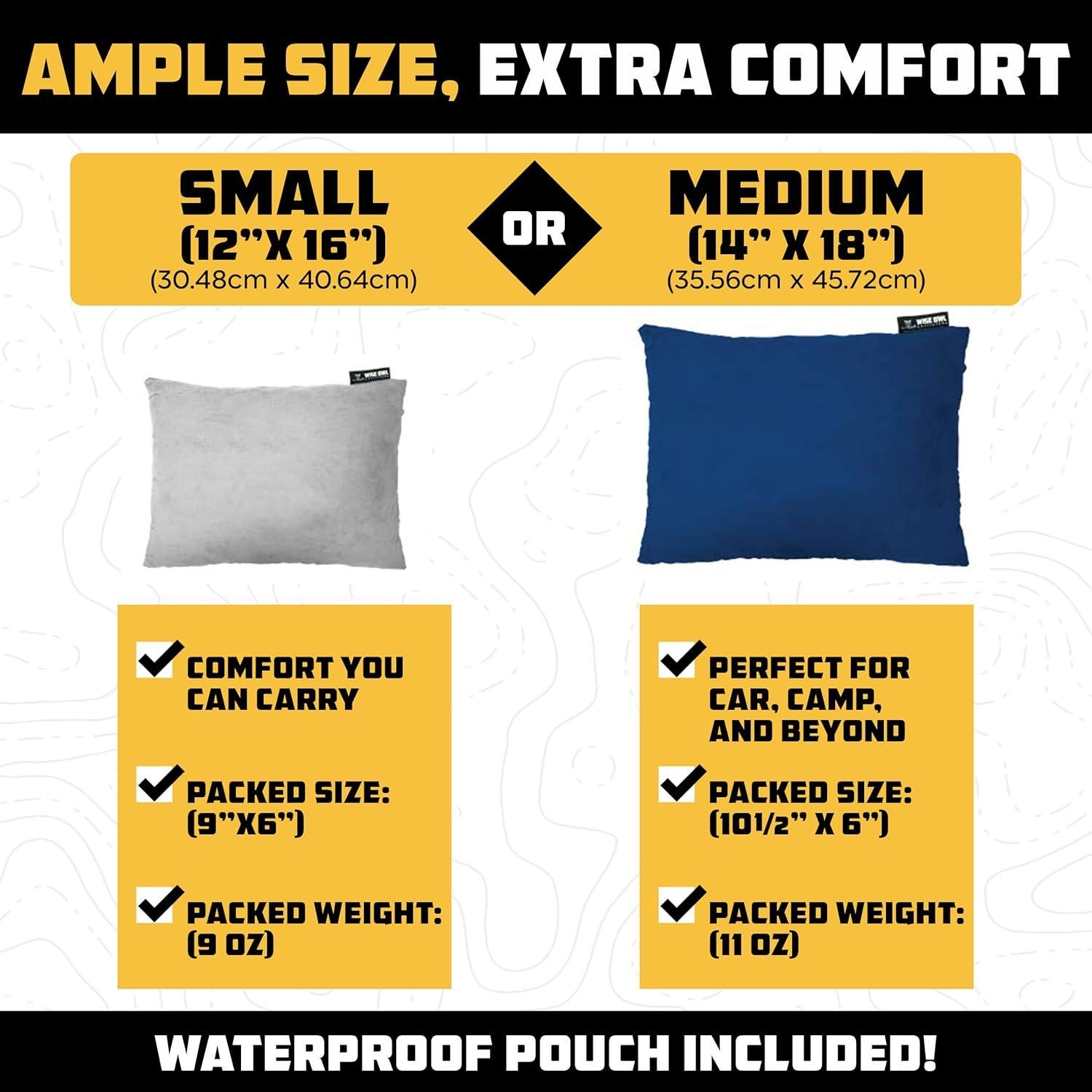 Almohada de Camping Wise Owl - Espuma Viscoelástica 10cm Azul