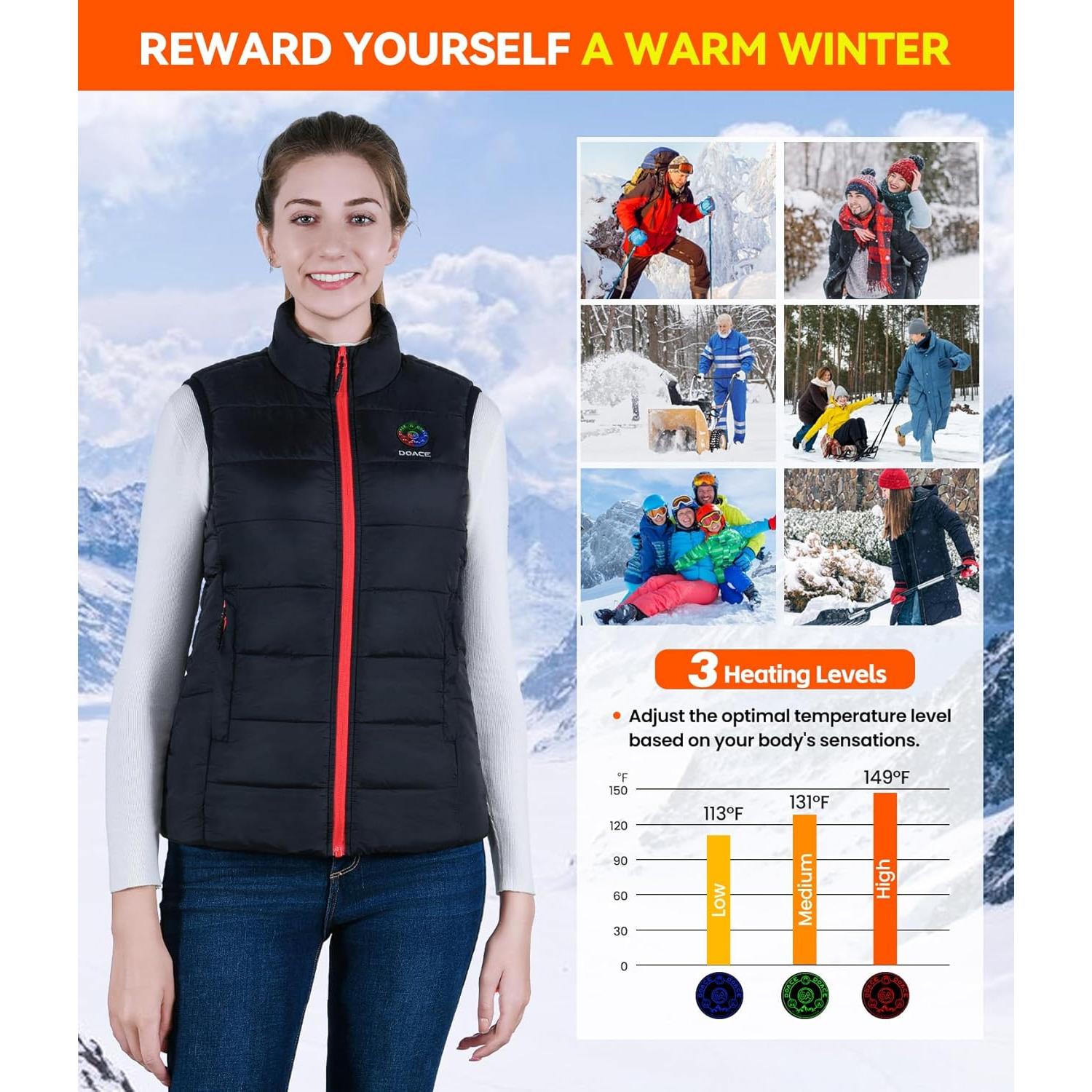 Chaleco Térmico Inteligente DOACE® Unisex 8 Áreas Calentamiento