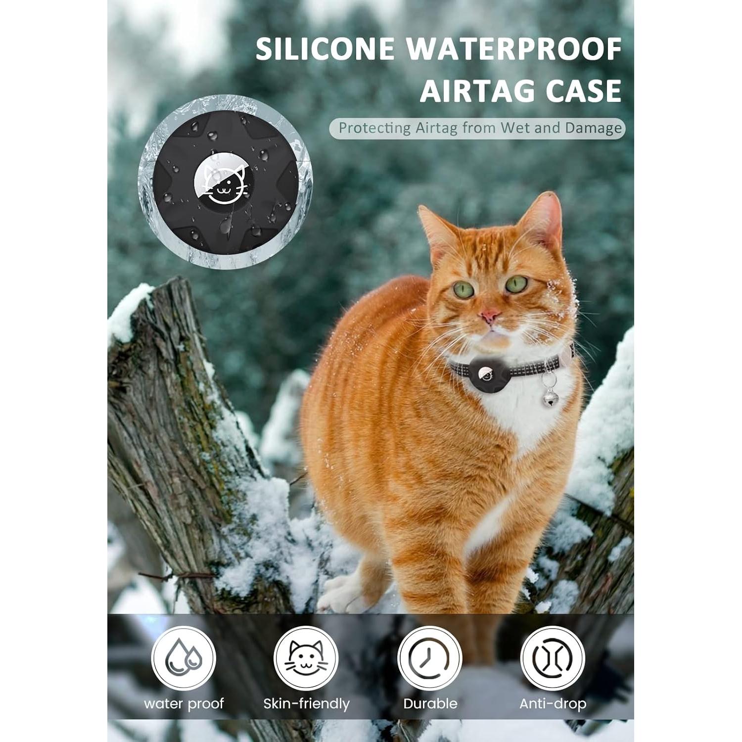 Collar para Gato Hoeraonr con AirTag, Ajustable 20-33 cm Negro