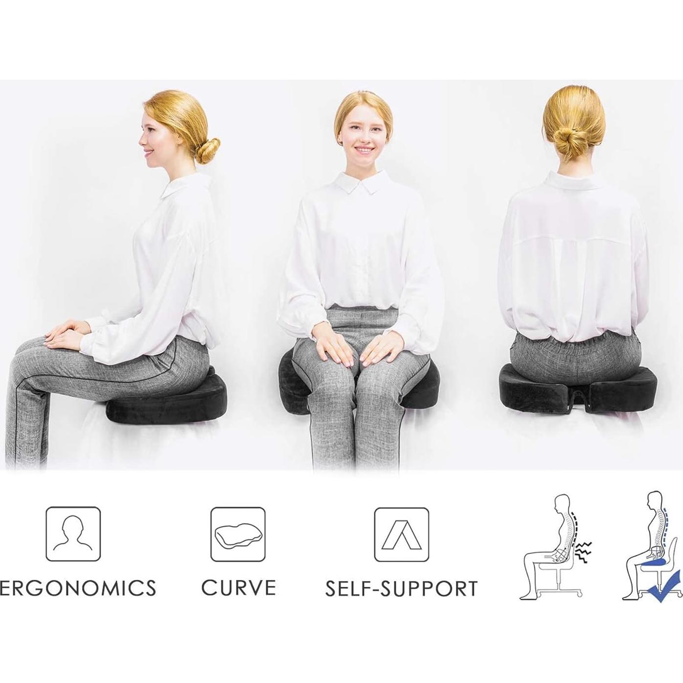 Cojín de Silla de Espuma de Memoria CYLEN - Alivio Coccix Negro