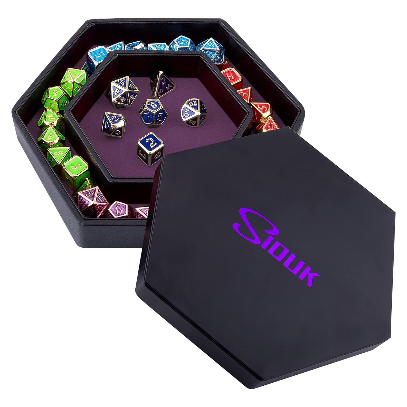 Bandeja Hexagonal para Dados SIQUK con Tapa Púrpura