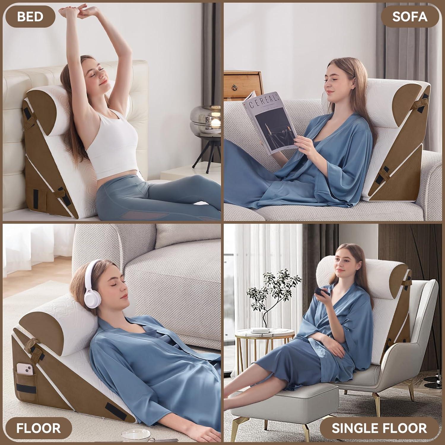 Juego de Almohadas en Cuña Ortopédica Negwoo 3 PCS Espuma Memoria
