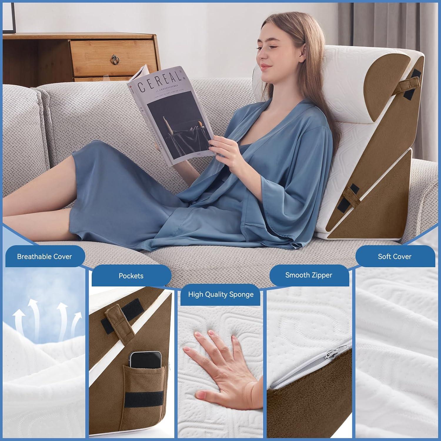 Juego de Almohadas en Cuña Ortopédica Negwoo 3 PCS Espuma Memoria