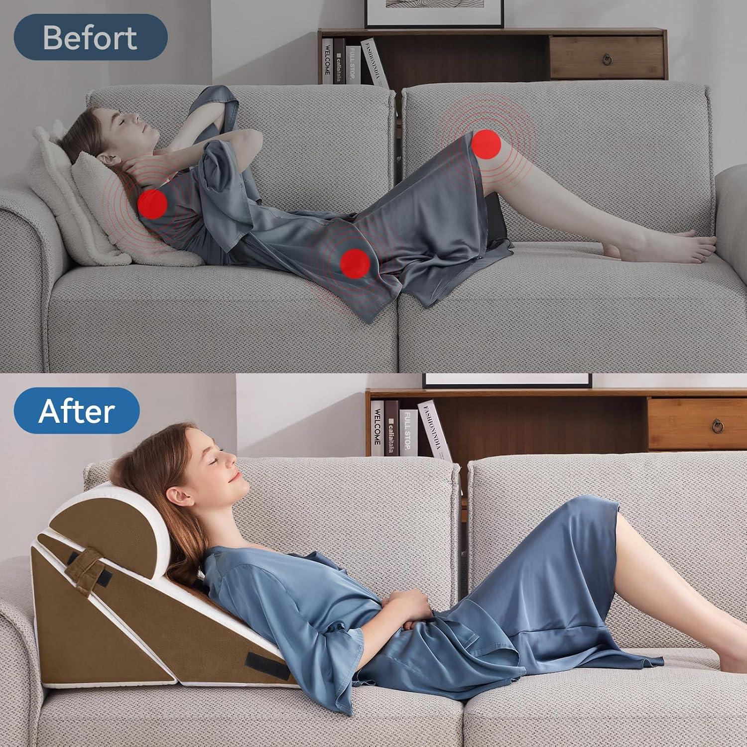 Juego de Almohadas en Cuña Ortopédica Negwoo 3 PCS Espuma Memoria