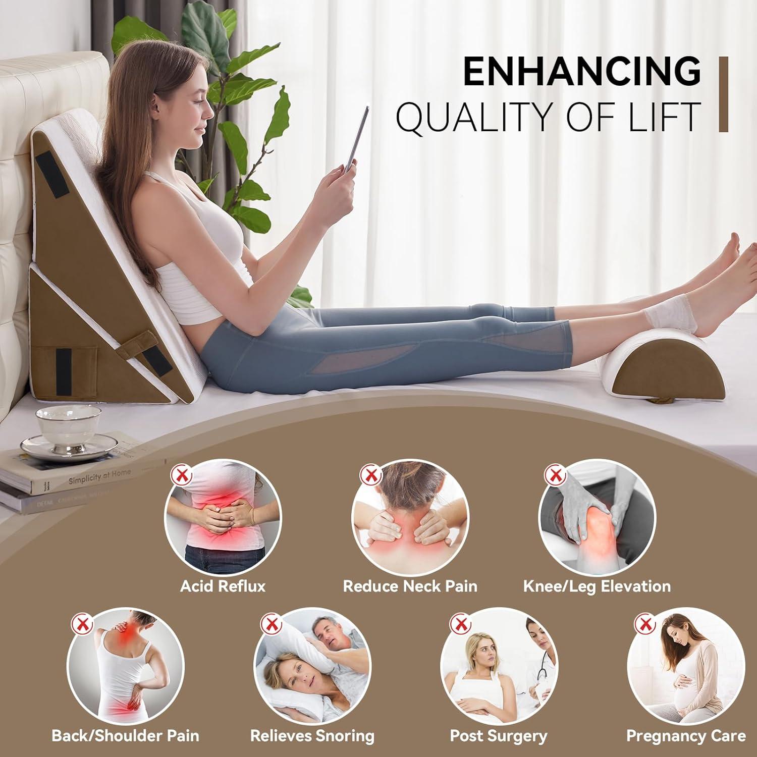 Juego de Almohadas en Cuña Ortopédica Negwoo 3 PCS Espuma Memoria