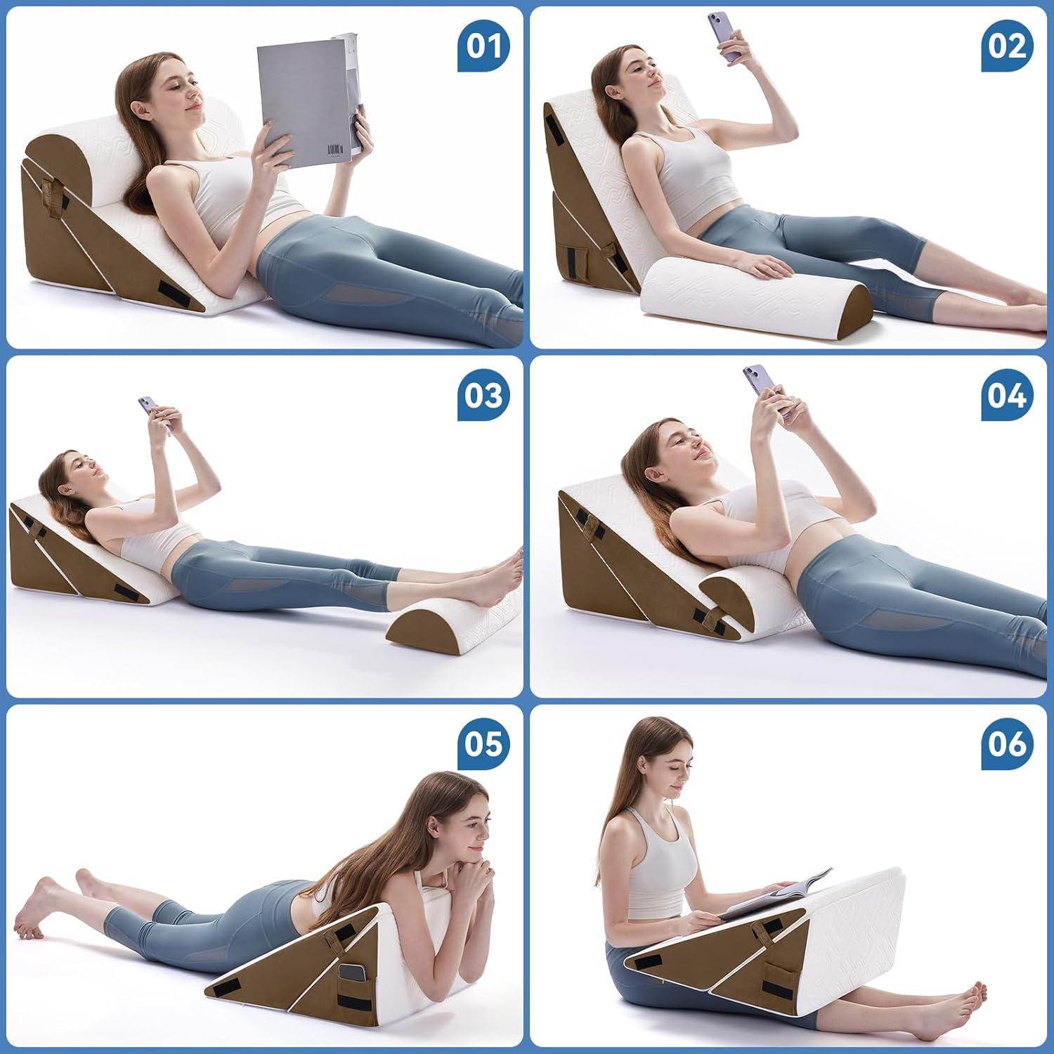 Juego de Almohadas en Cuña Ortopédica Negwoo 3 PCS Espuma Memoria