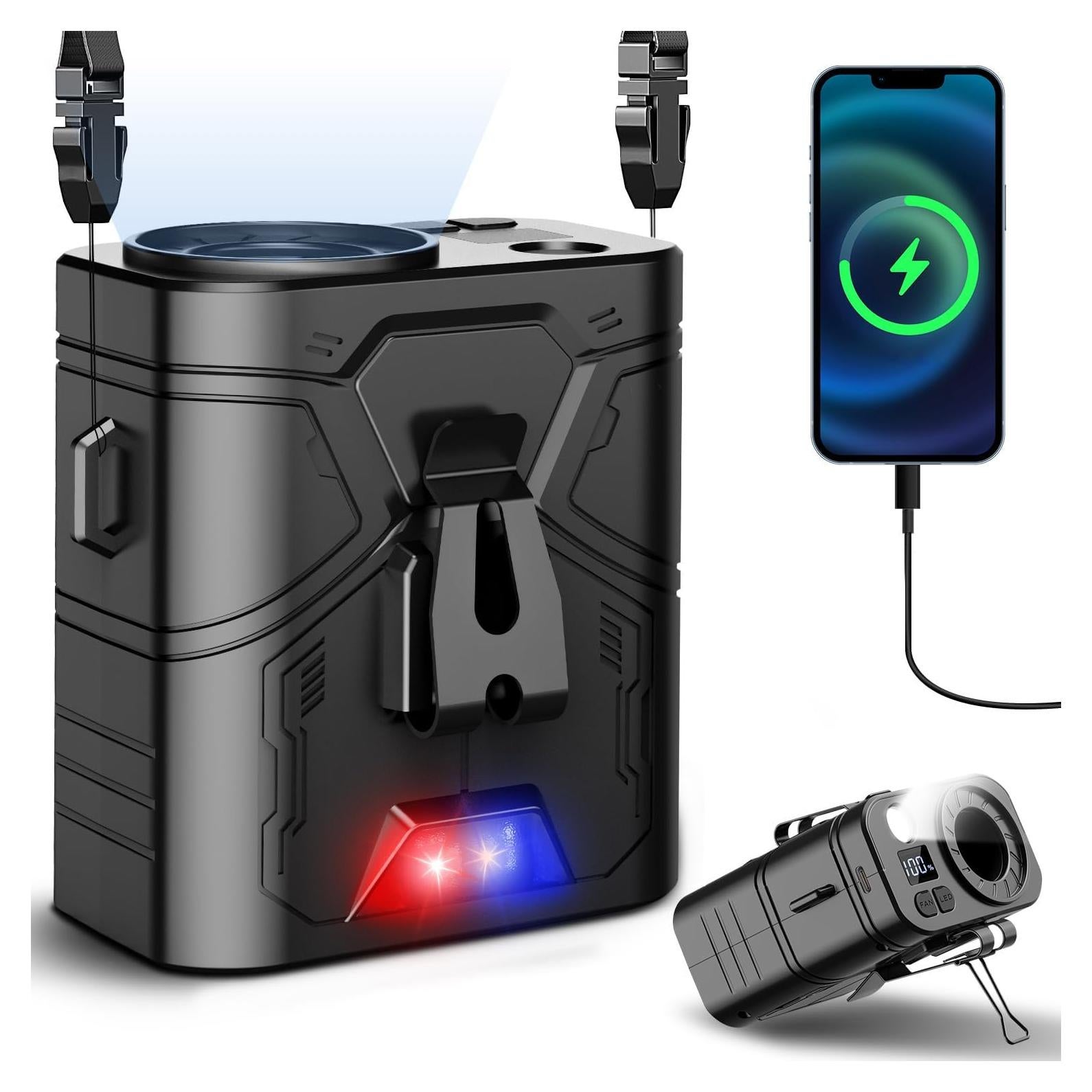 Ventilador Portátil Clip JTRYEMU 20000mAh 5 Velocidades LED Negro