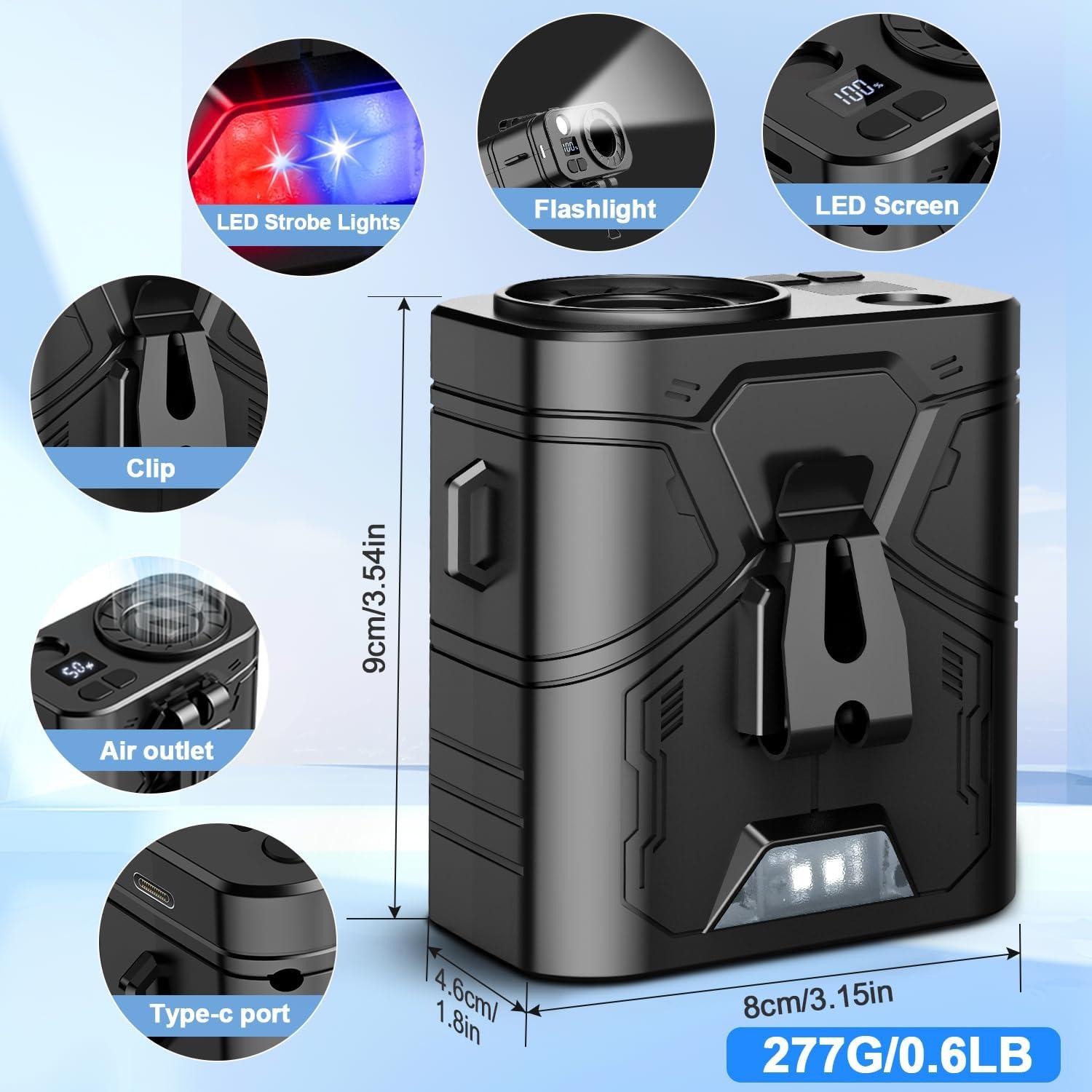 Ventilador Portátil Clip JTRYEMU 20000mAh 5 Velocidades LED Negro