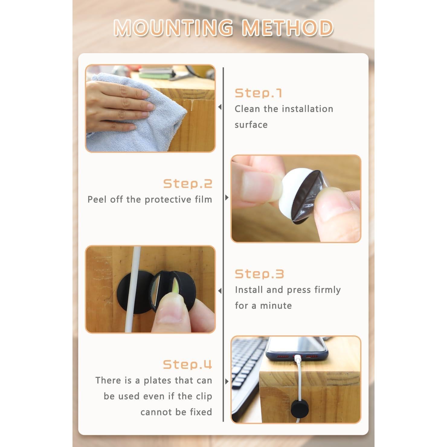 Clips Magnéticos para Cables Maveek - 5 Piezas Negro