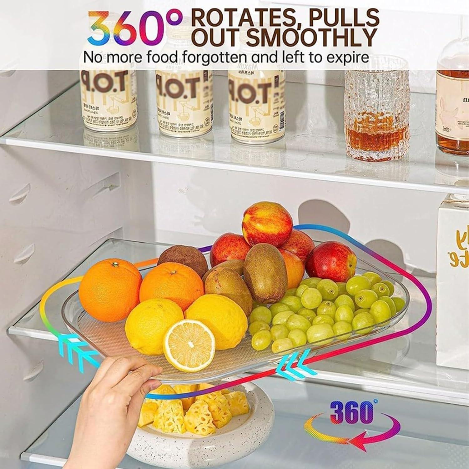 Organizador Giratorio para Refrigerador QIYUNI 35cm x 26cm Transparente