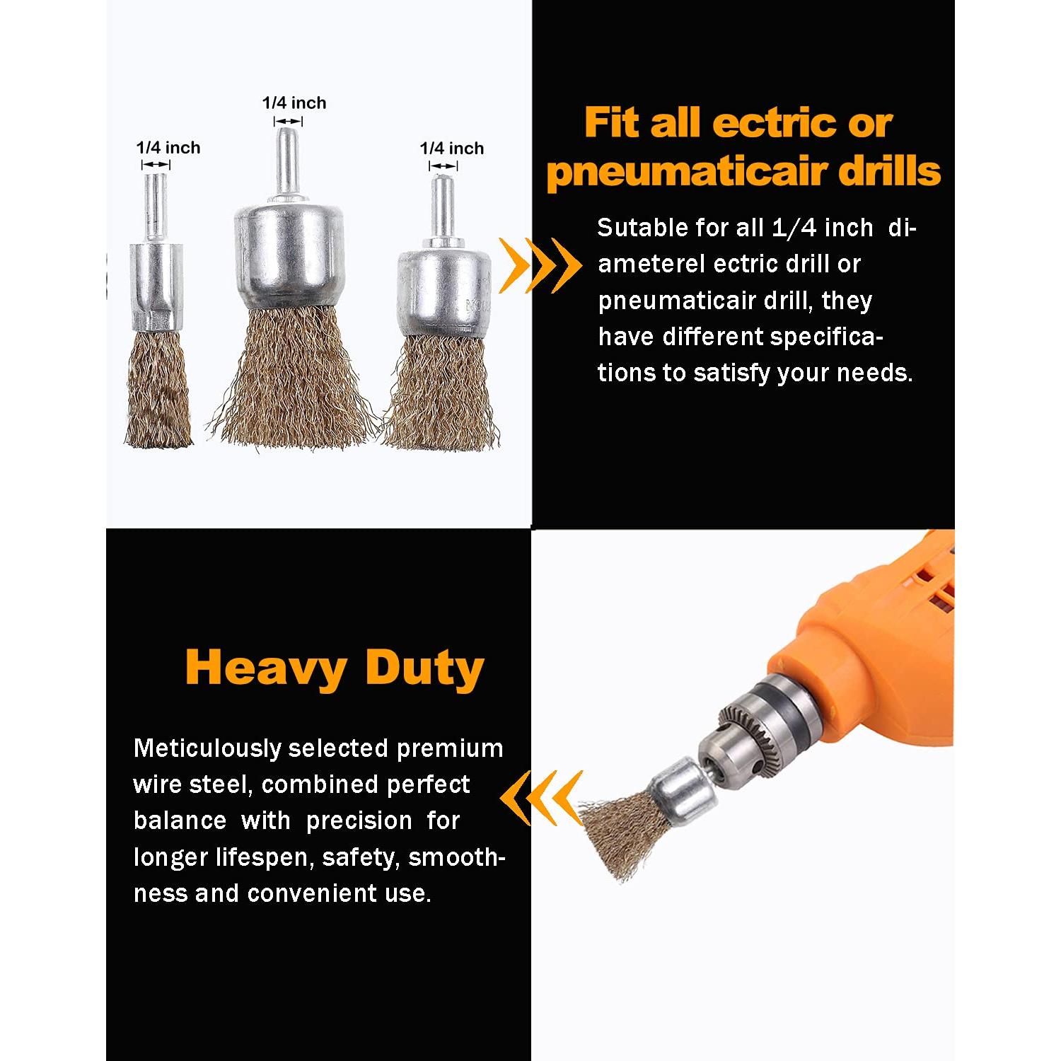 Juego de 15 Cepillos de Alambre Rocaris para Taladro 1/4"