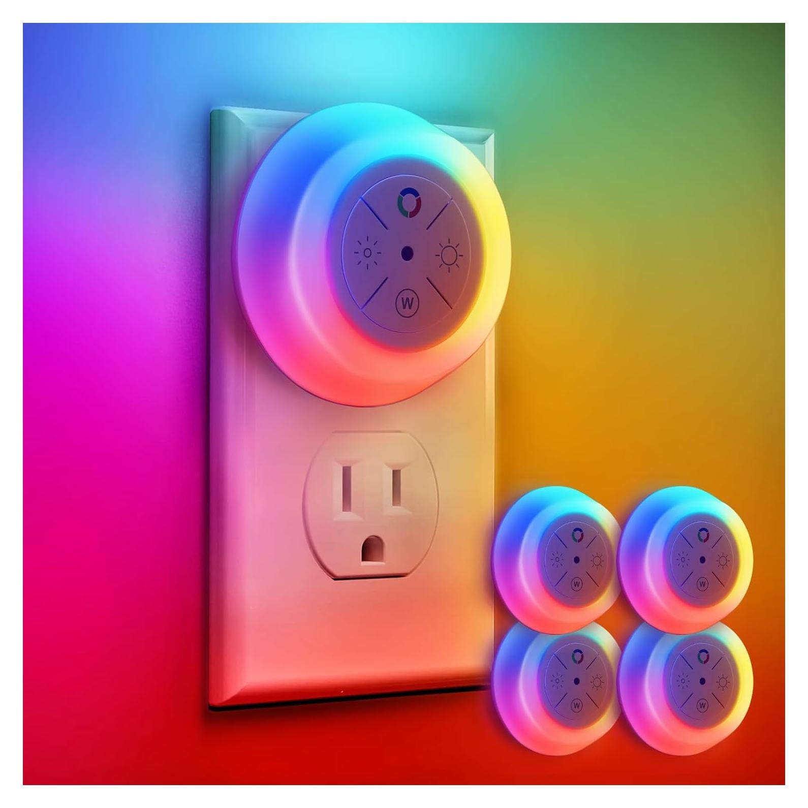 Luces Nocturnas LED Dawnrise 4 PK, Sensor Crepúsculo, RGB