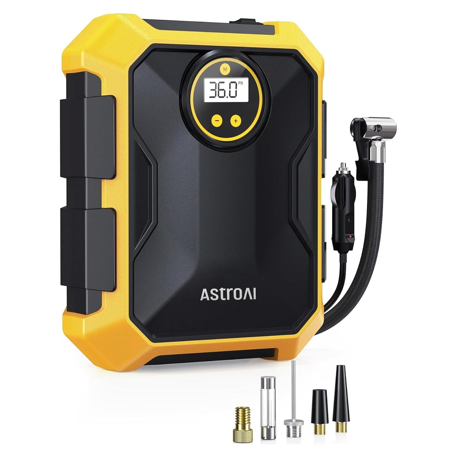 Compresor de Aire Portátil AstroAI 12V 100PSI con Luz LED