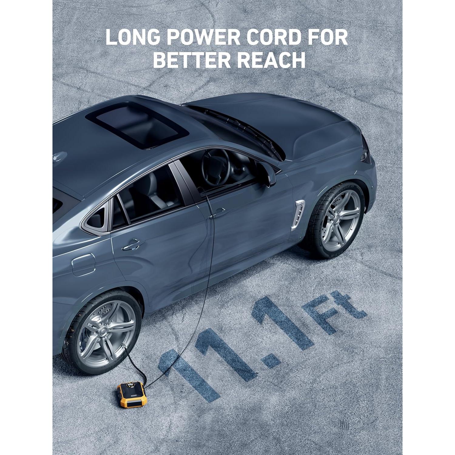 Compresor de Aire Portátil AstroAI 12V 100PSI con Luz LED