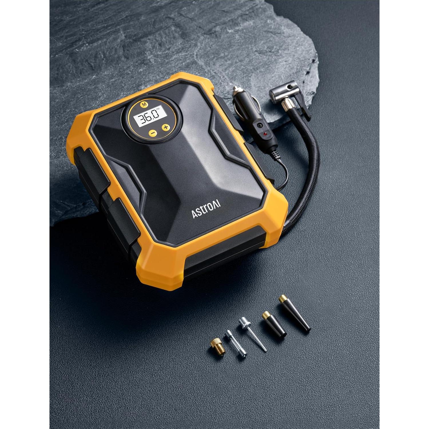 Compresor de Aire Portátil AstroAI 12V 100PSI con Luz LED