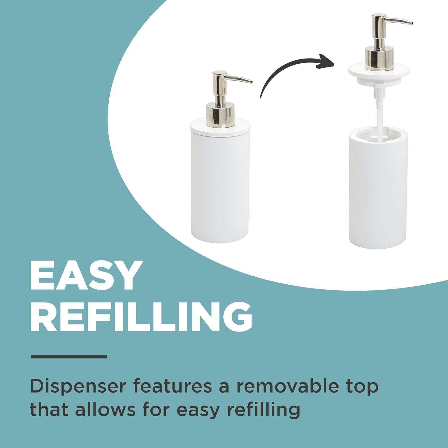 Zenna Home Smart Accessories 3-Piece Bathroom Accessory Set: Toothbrush Holder, Lotion or Soap Dispenser, and Soap Dish, in White