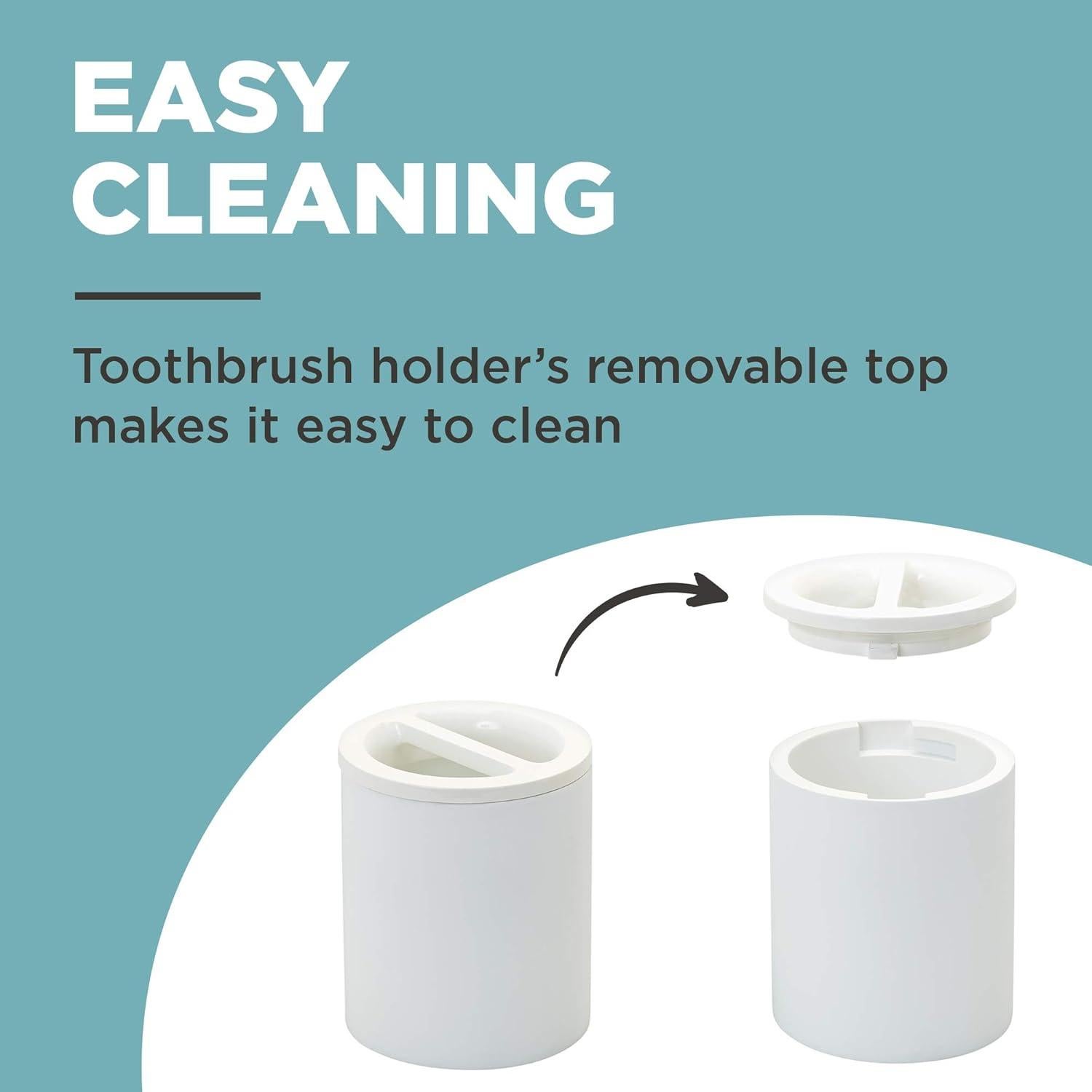 Zenna Home Smart Accessories 3-Piece Bathroom Accessory Set: Toothbrush Holder, Lotion or Soap Dispenser, and Soap Dish, in White